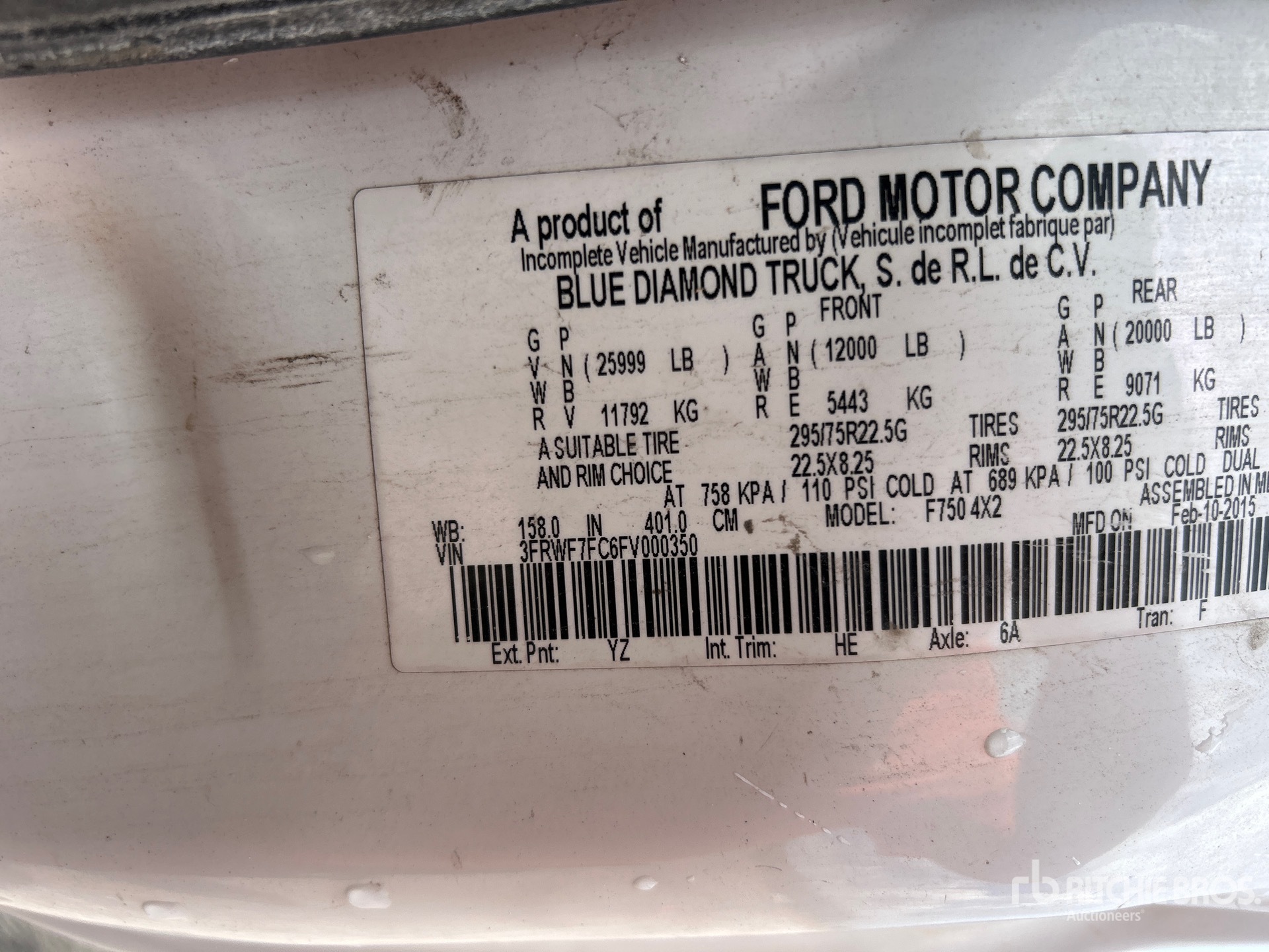 General Appearance with Serial Number / VIN