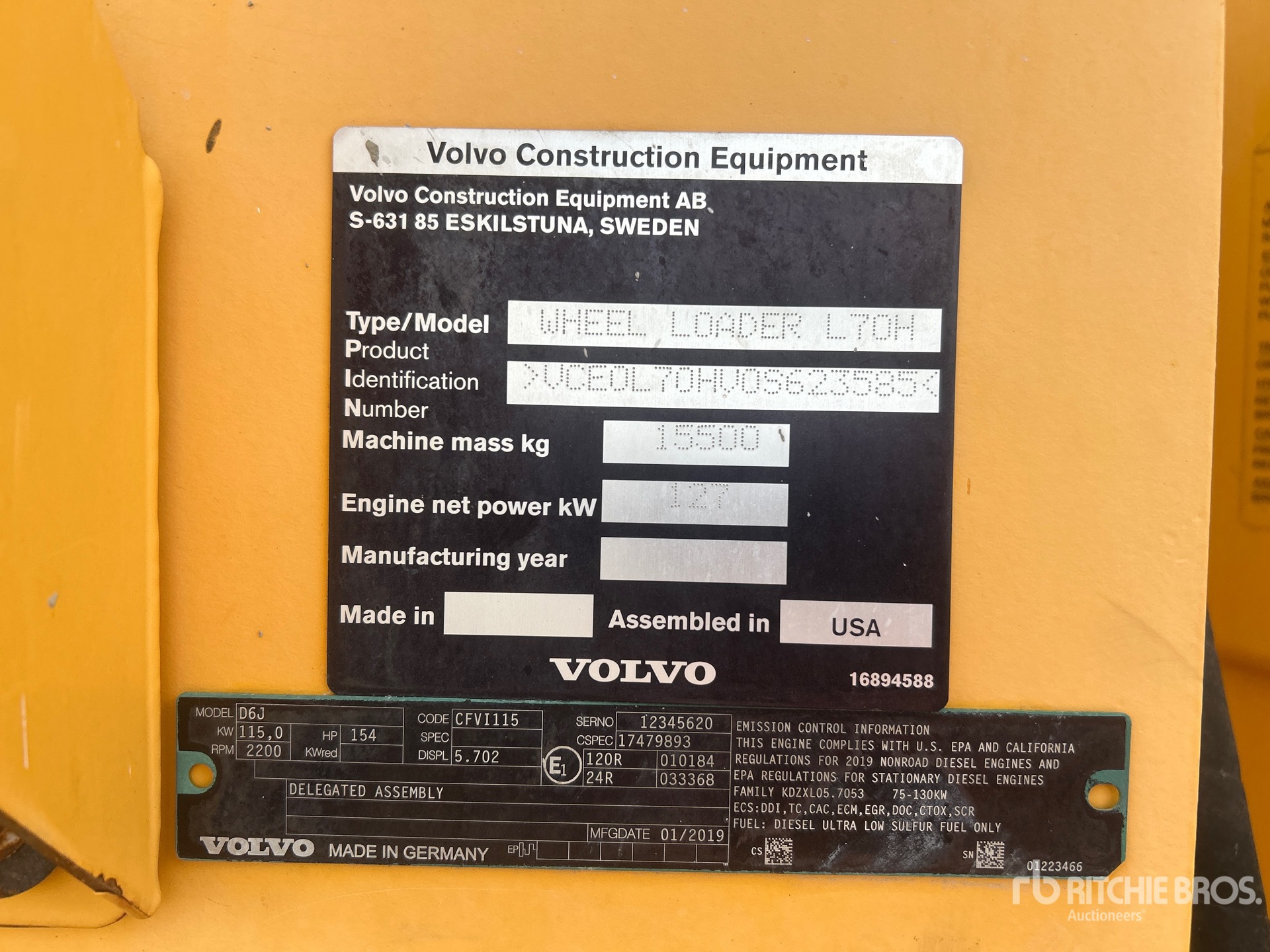 General Appearance with Serial Number / VIN