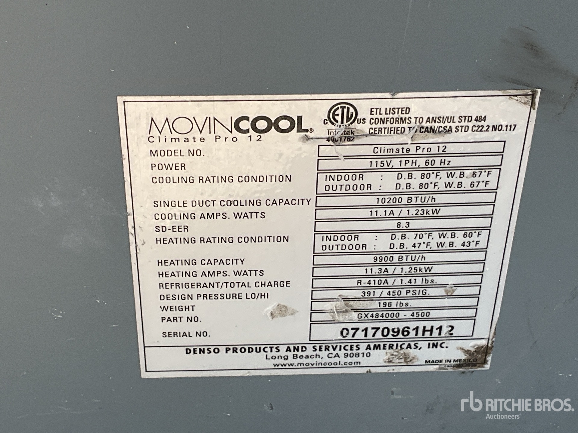 General Appearance with Serial Number / VIN