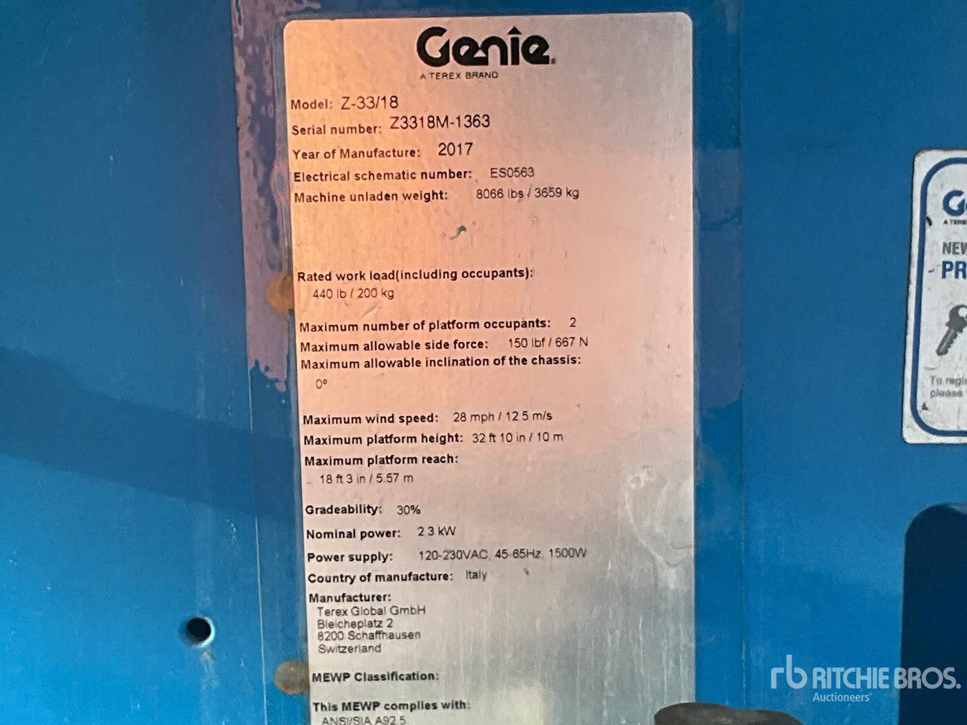 General Appearance with Serial Number / VIN