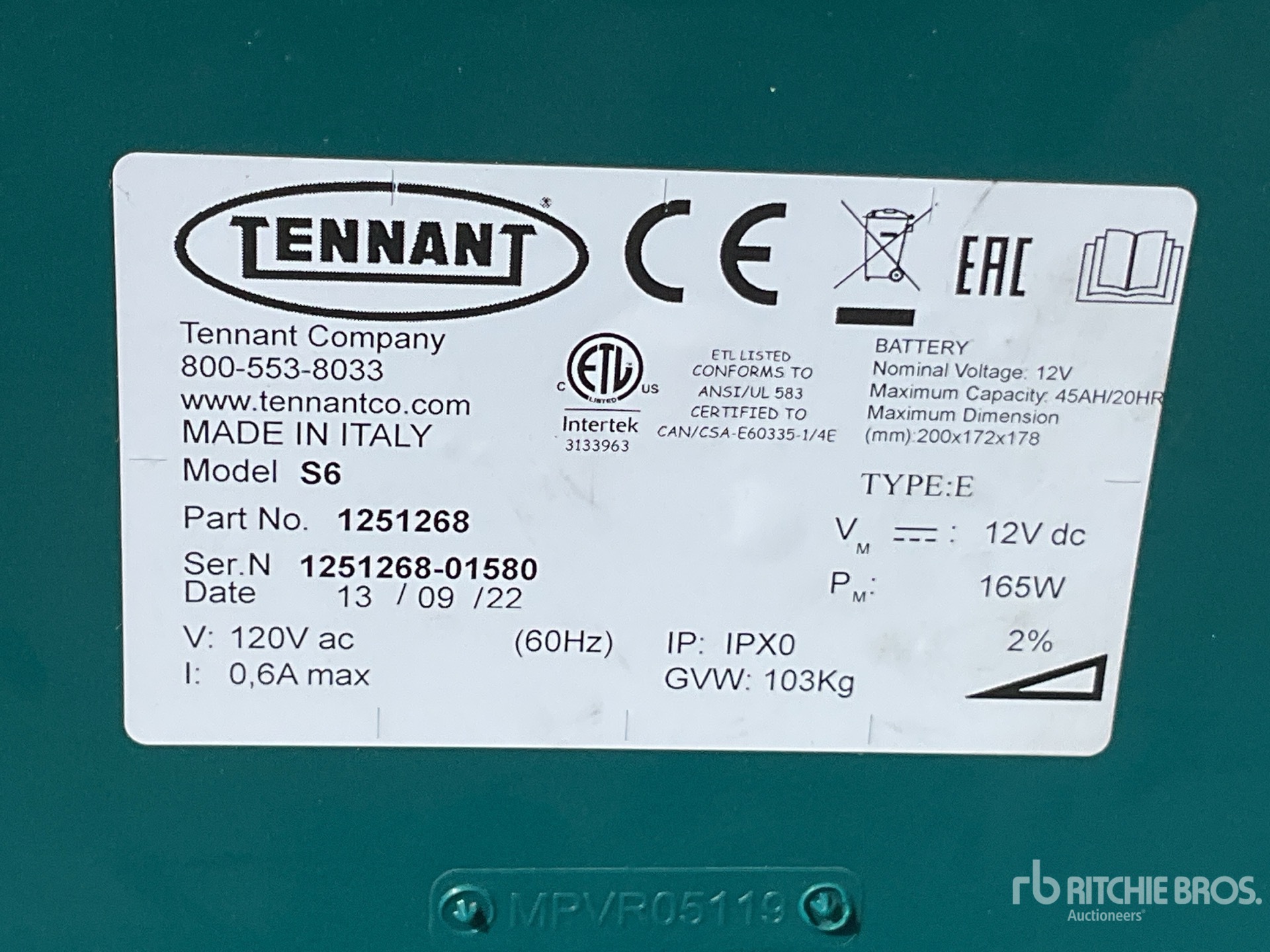 General Appearance with Serial Number / VIN