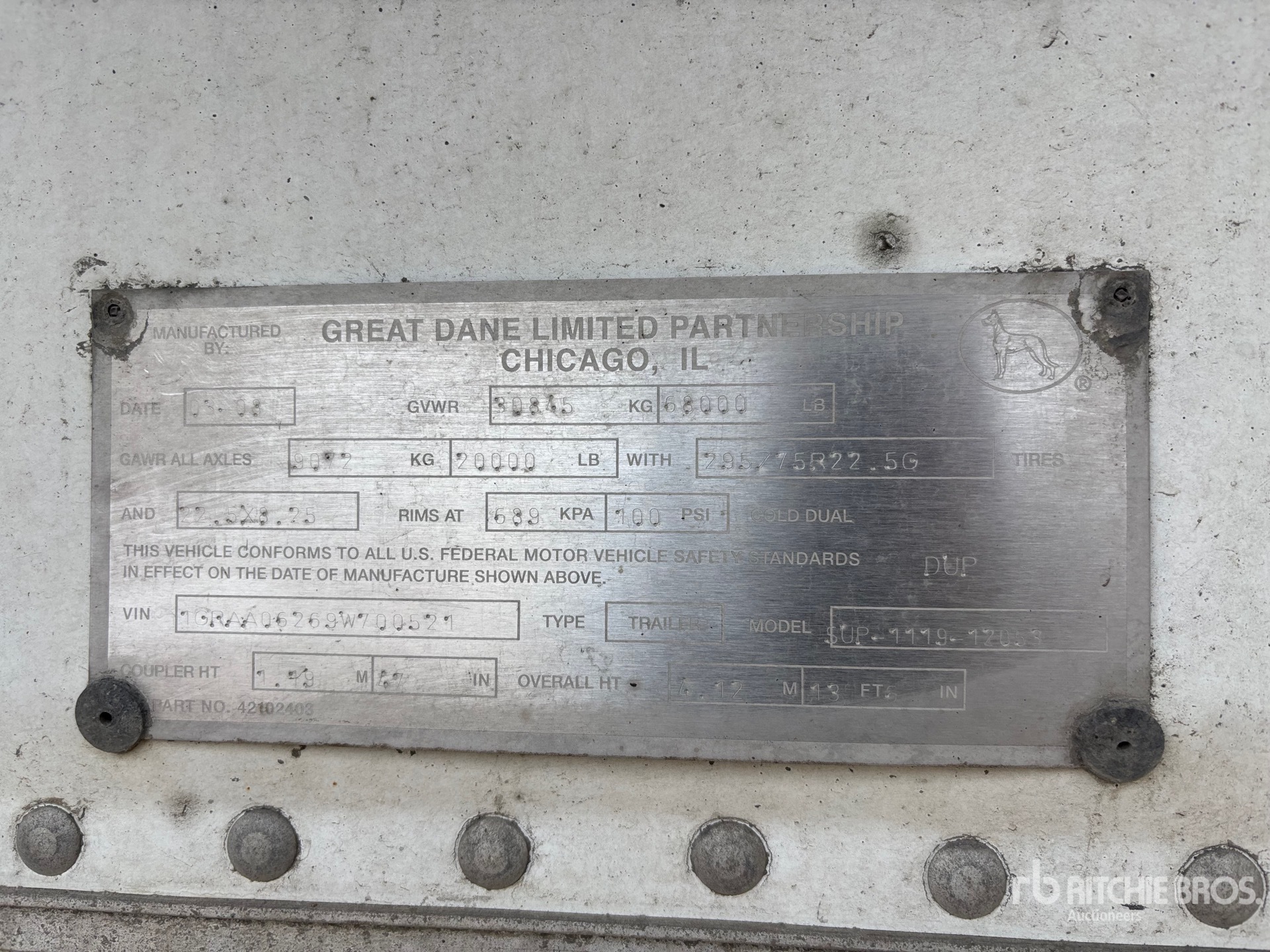 General Appearance with Serial Number / VIN