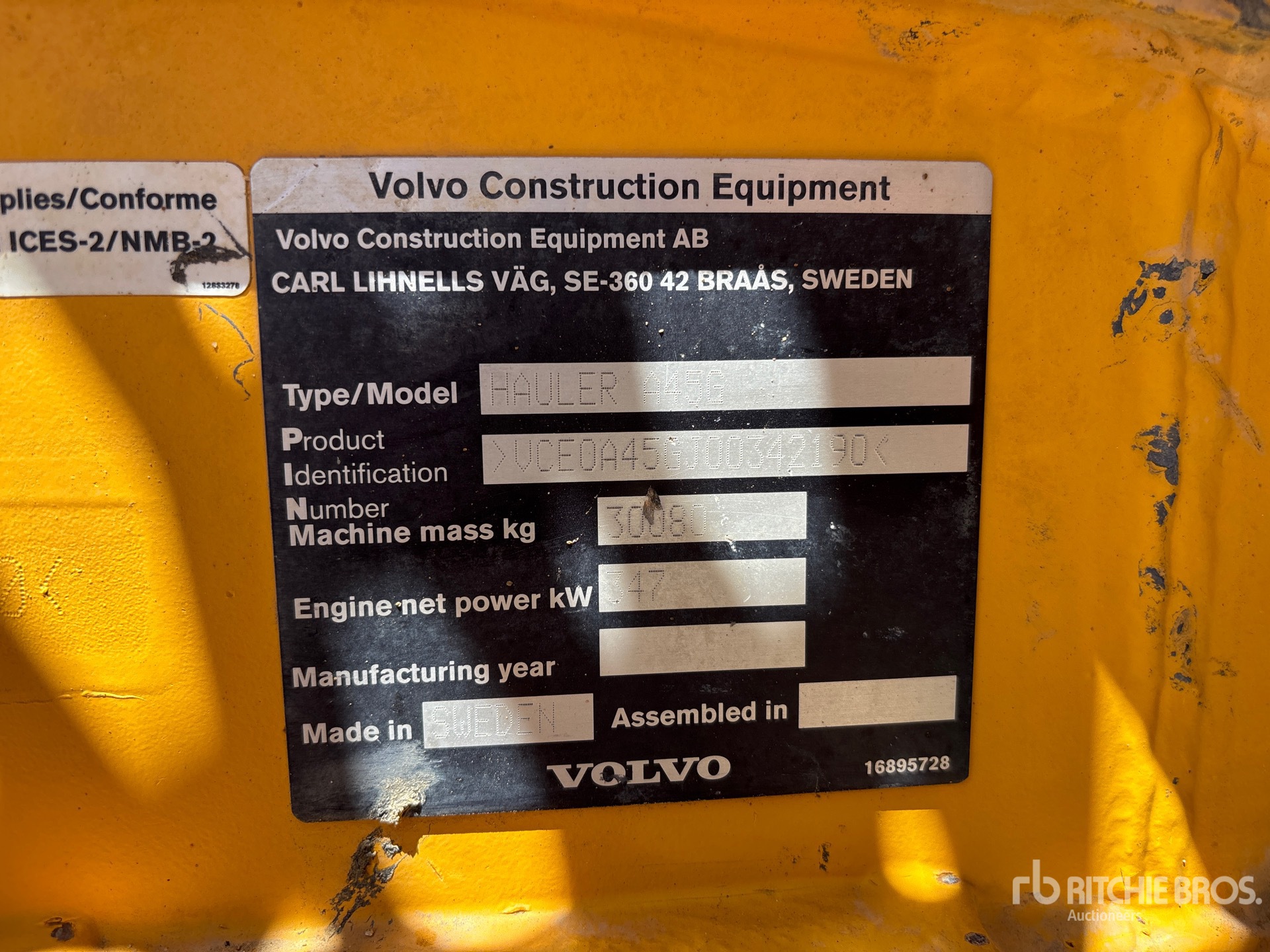 General Appearance with Serial Number / VIN