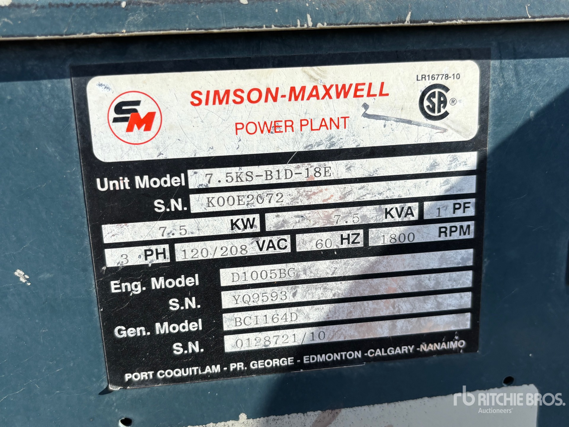General Appearance with Serial Number / VIN