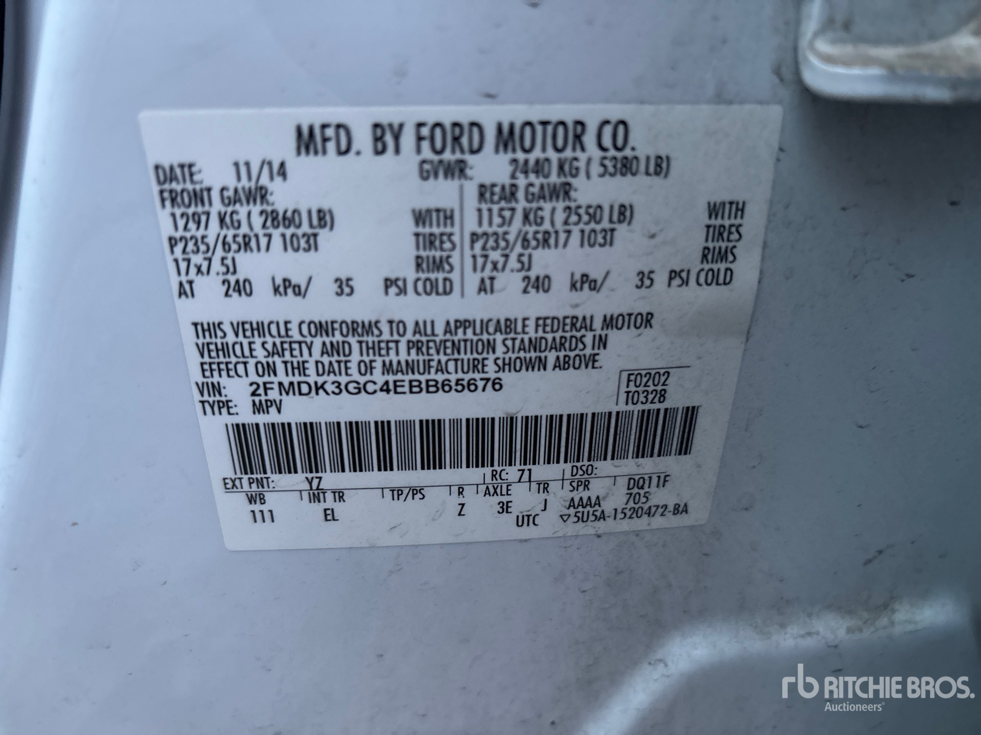 General Appearance with Serial Number / VIN