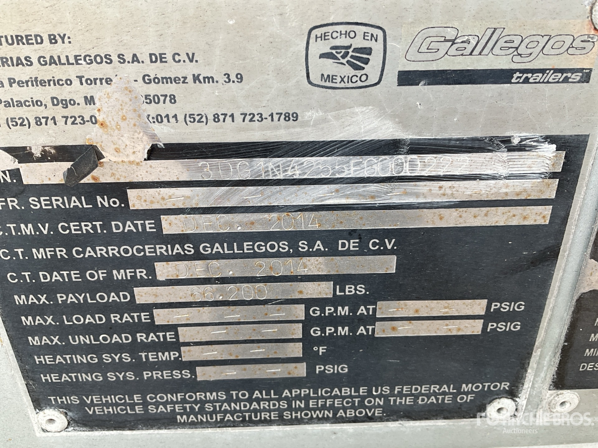 General Appearance with Serial Number / VIN