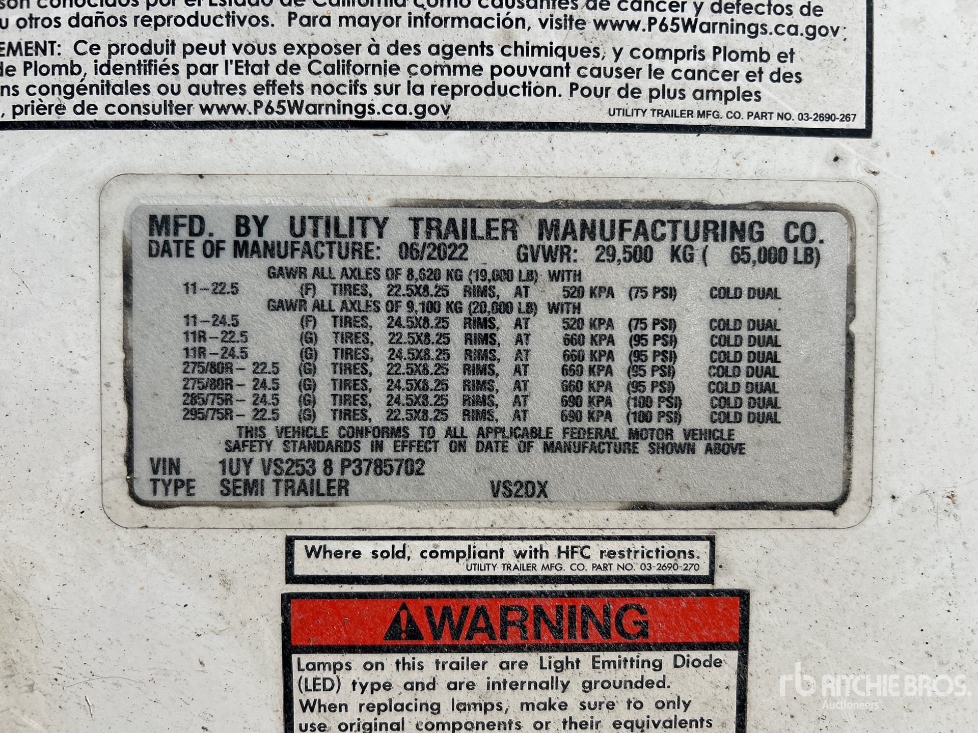 General Appearance with Serial Number / VIN