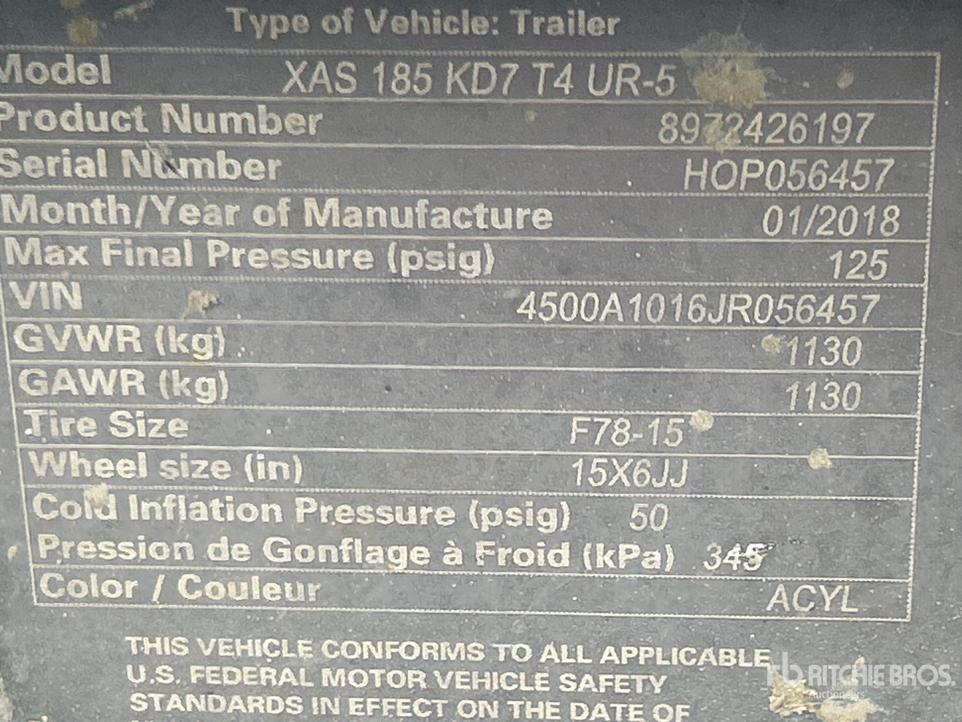 General Appearance with Serial Number / VIN