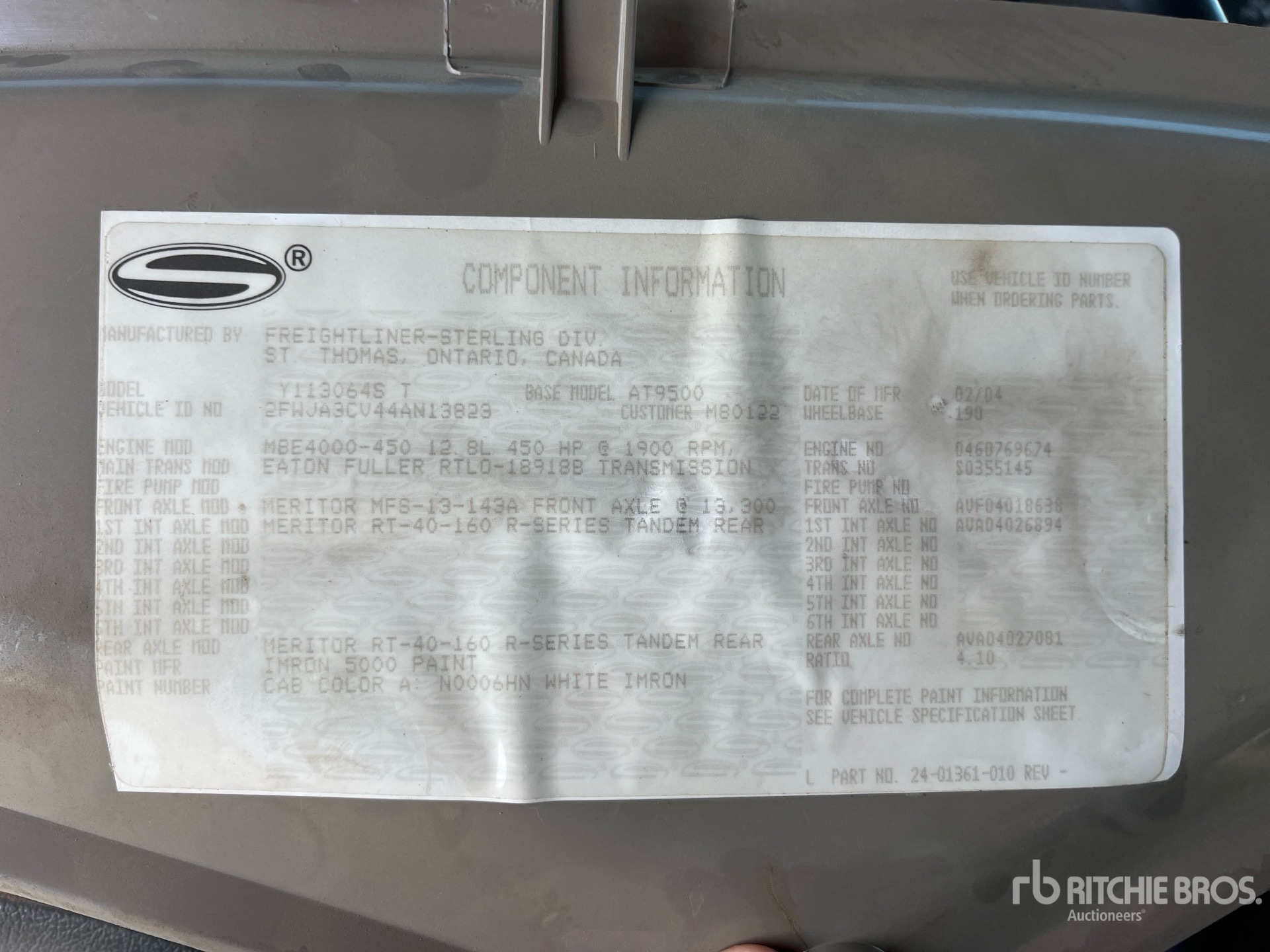 General Appearance with Serial Number / VIN
