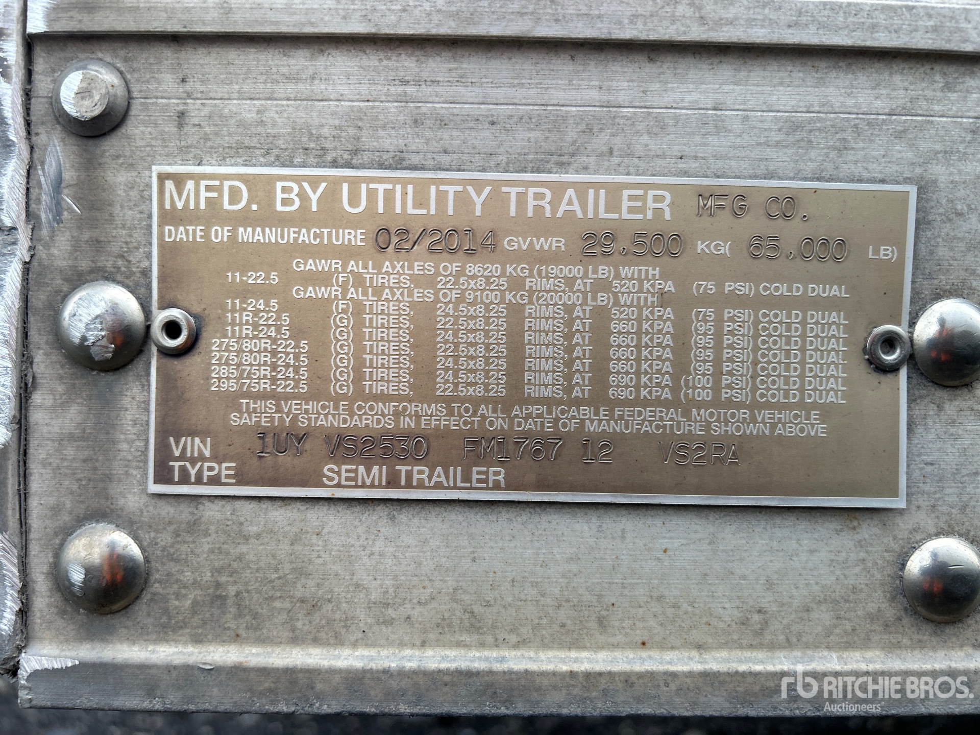 General Appearance with Serial Number / VIN