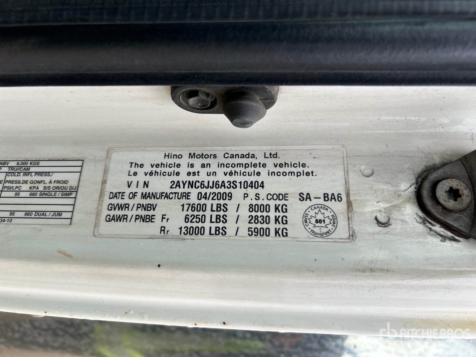 General Appearance with Serial Number / VIN