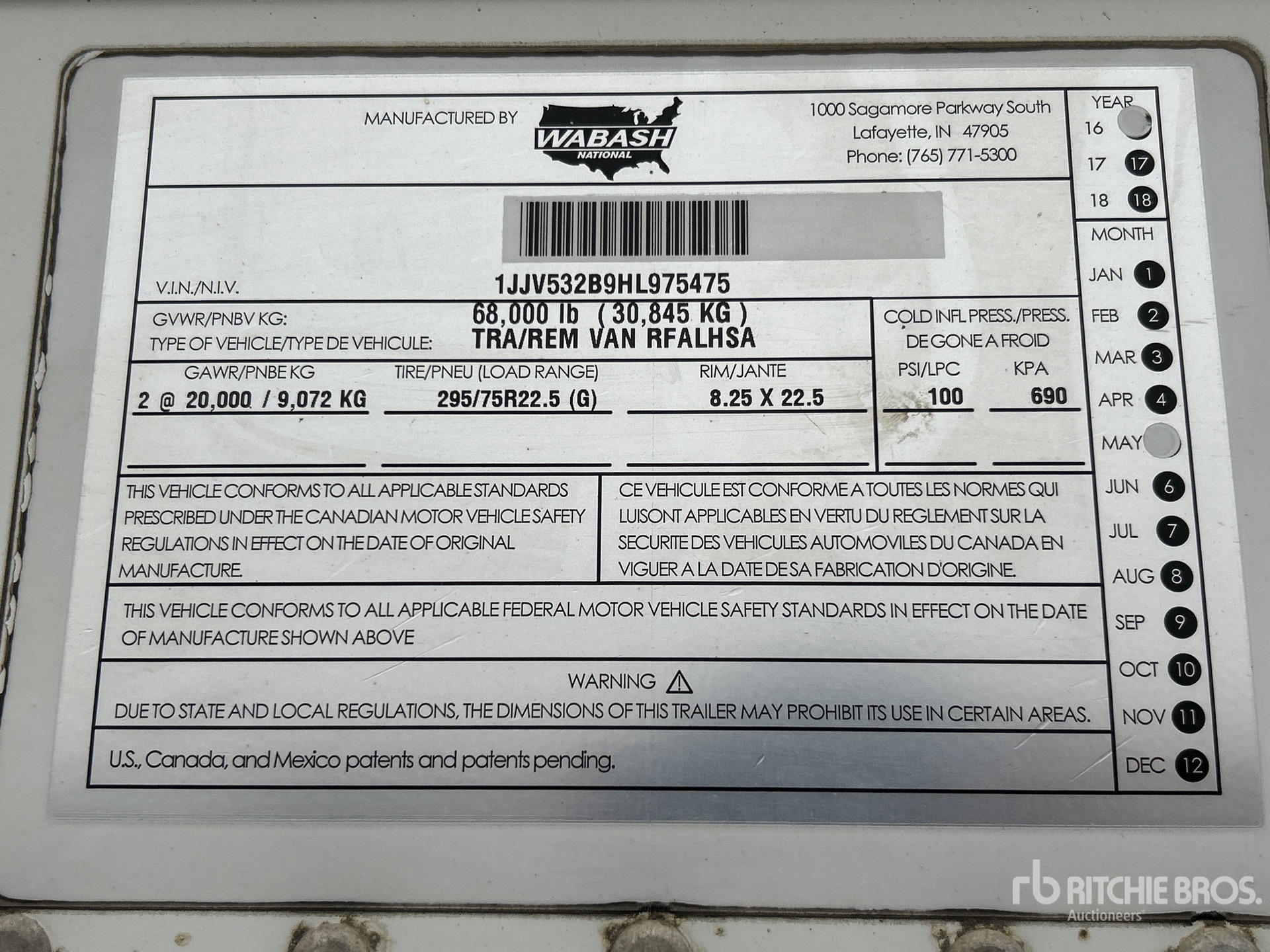 General Appearance with Serial Number / VIN