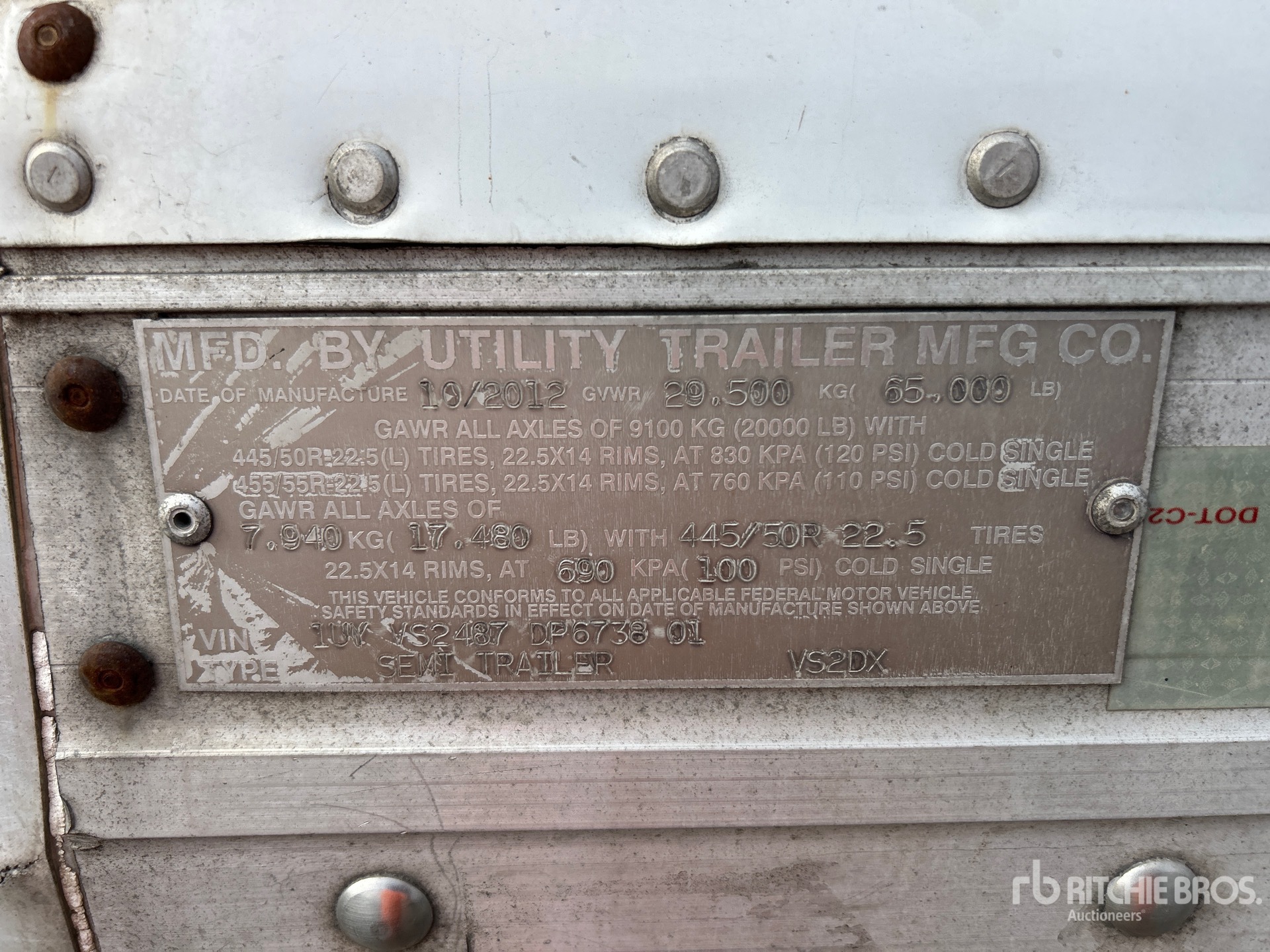 General Appearance with Serial Number / VIN