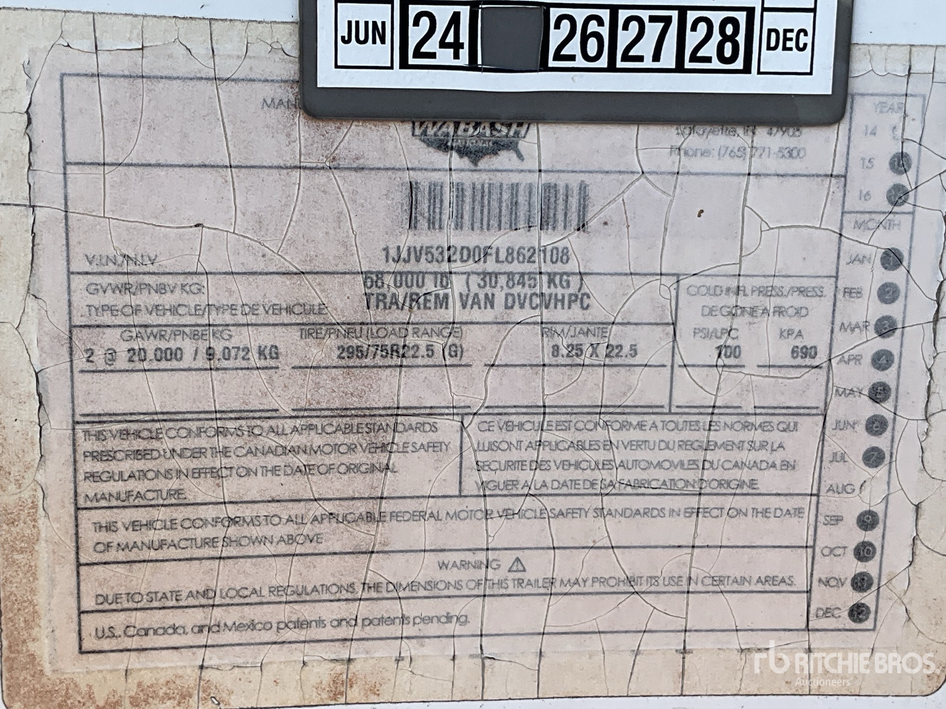 General Appearance with Serial Number / VIN