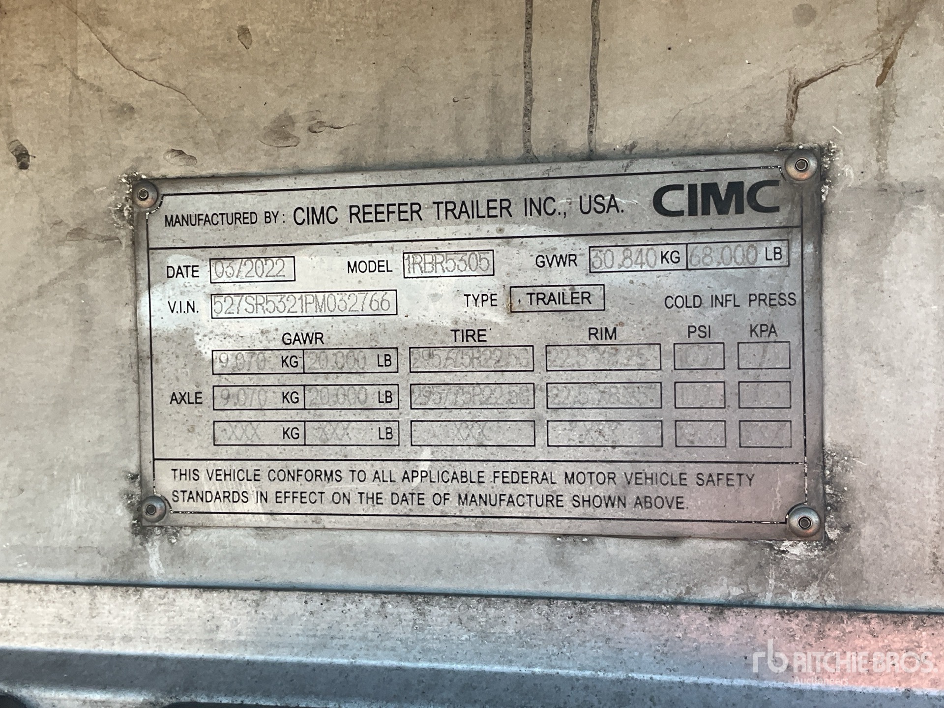 General Appearance with Serial Number / VIN