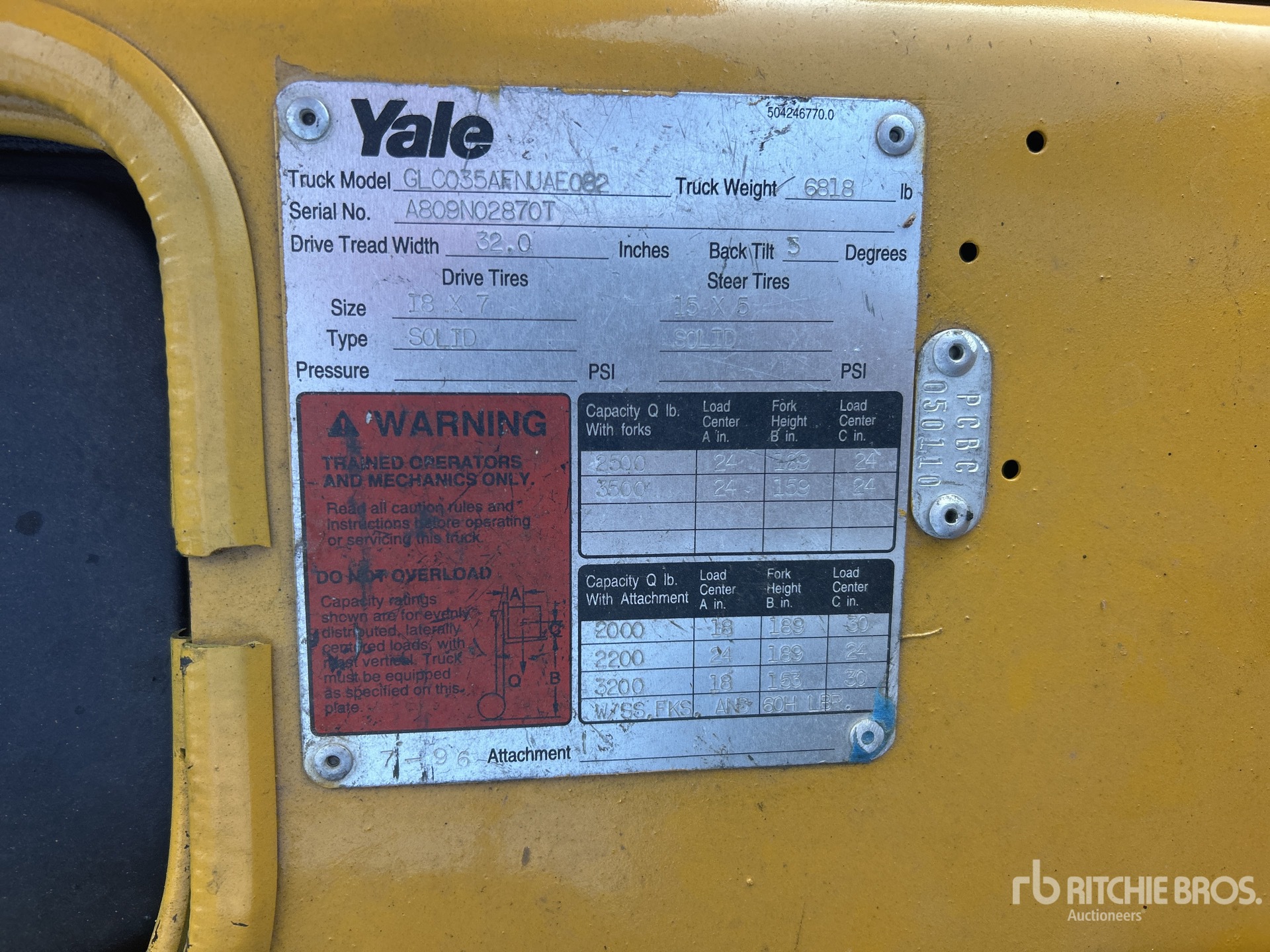 General Appearance with Serial Number / VIN