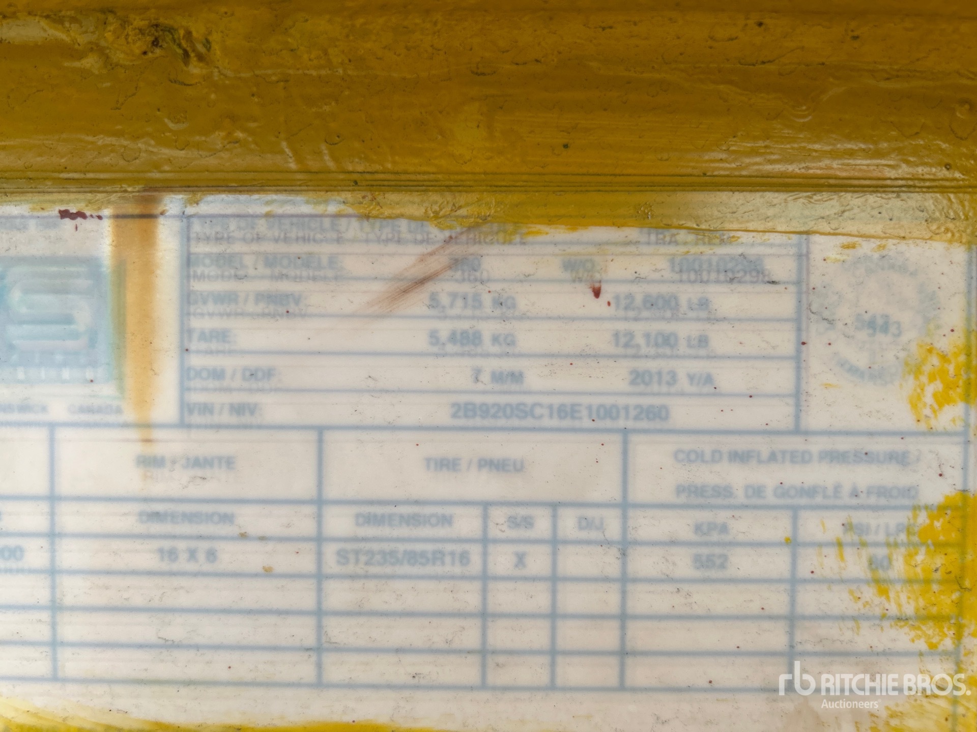 General Appearance with Serial Number / VIN