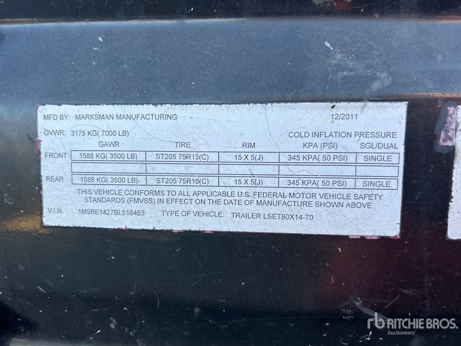 General Appearance with Serial Number / VIN