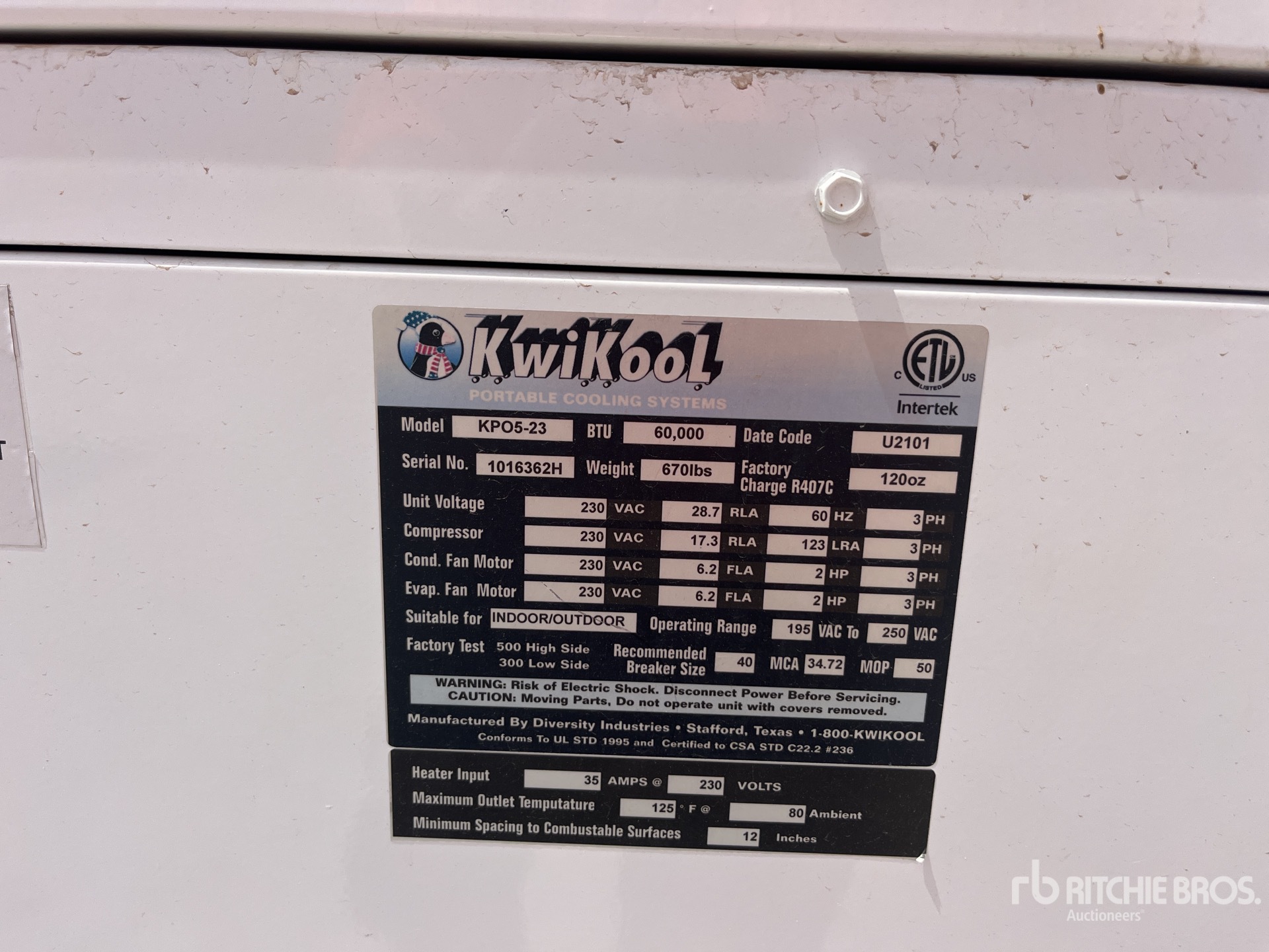 General Appearance with Serial Number / VIN