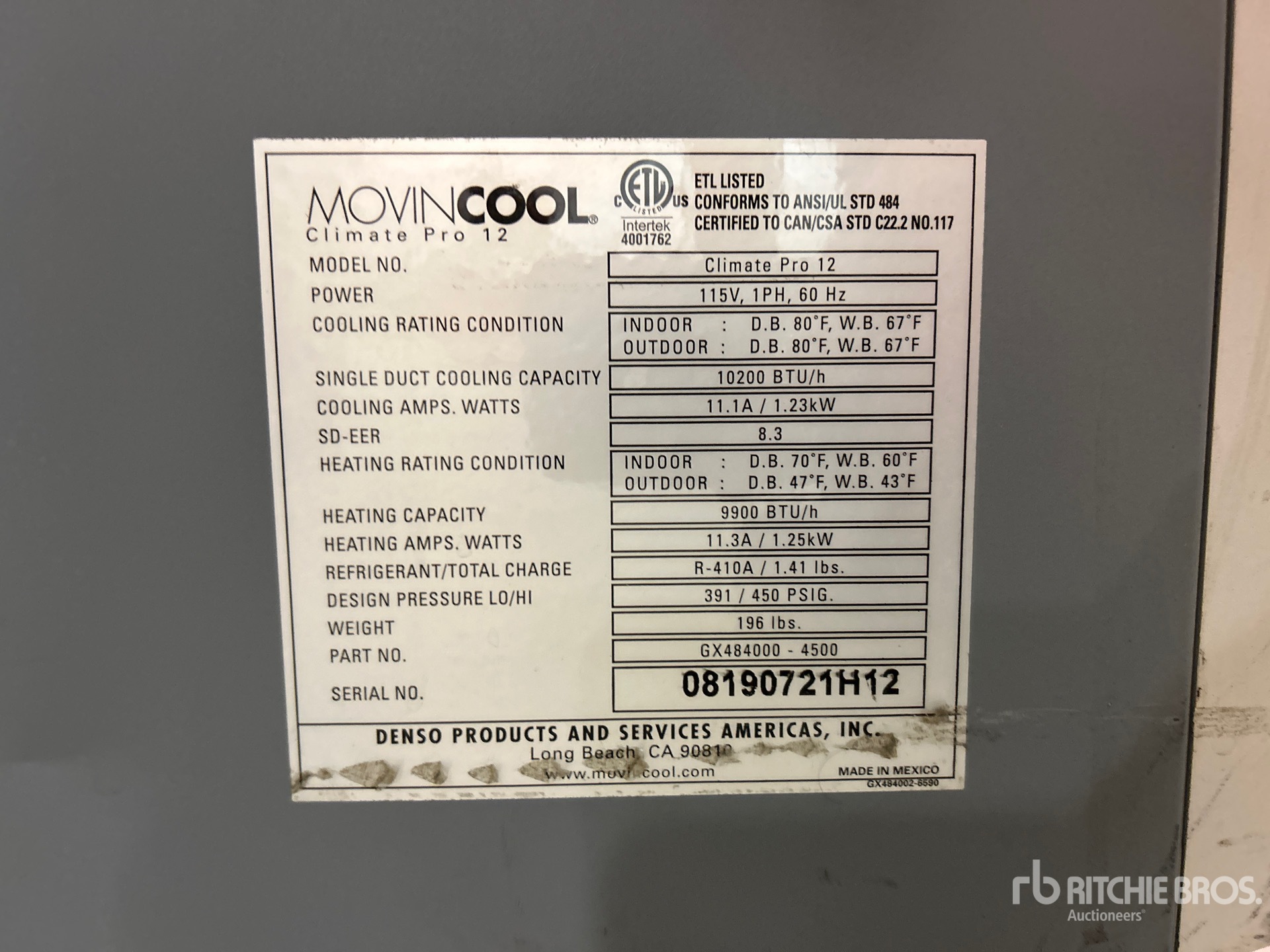 General Appearance with Serial Number / VIN