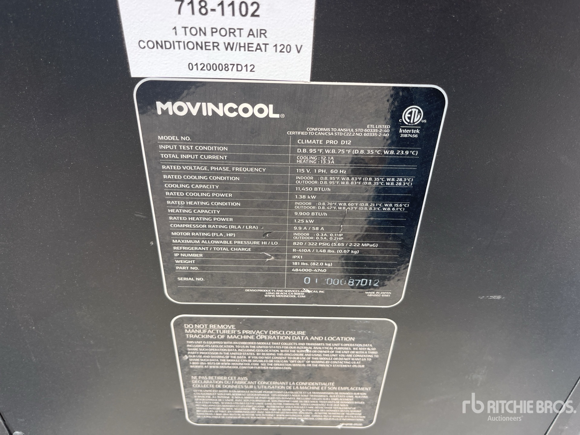 General Appearance with Serial Number / VIN