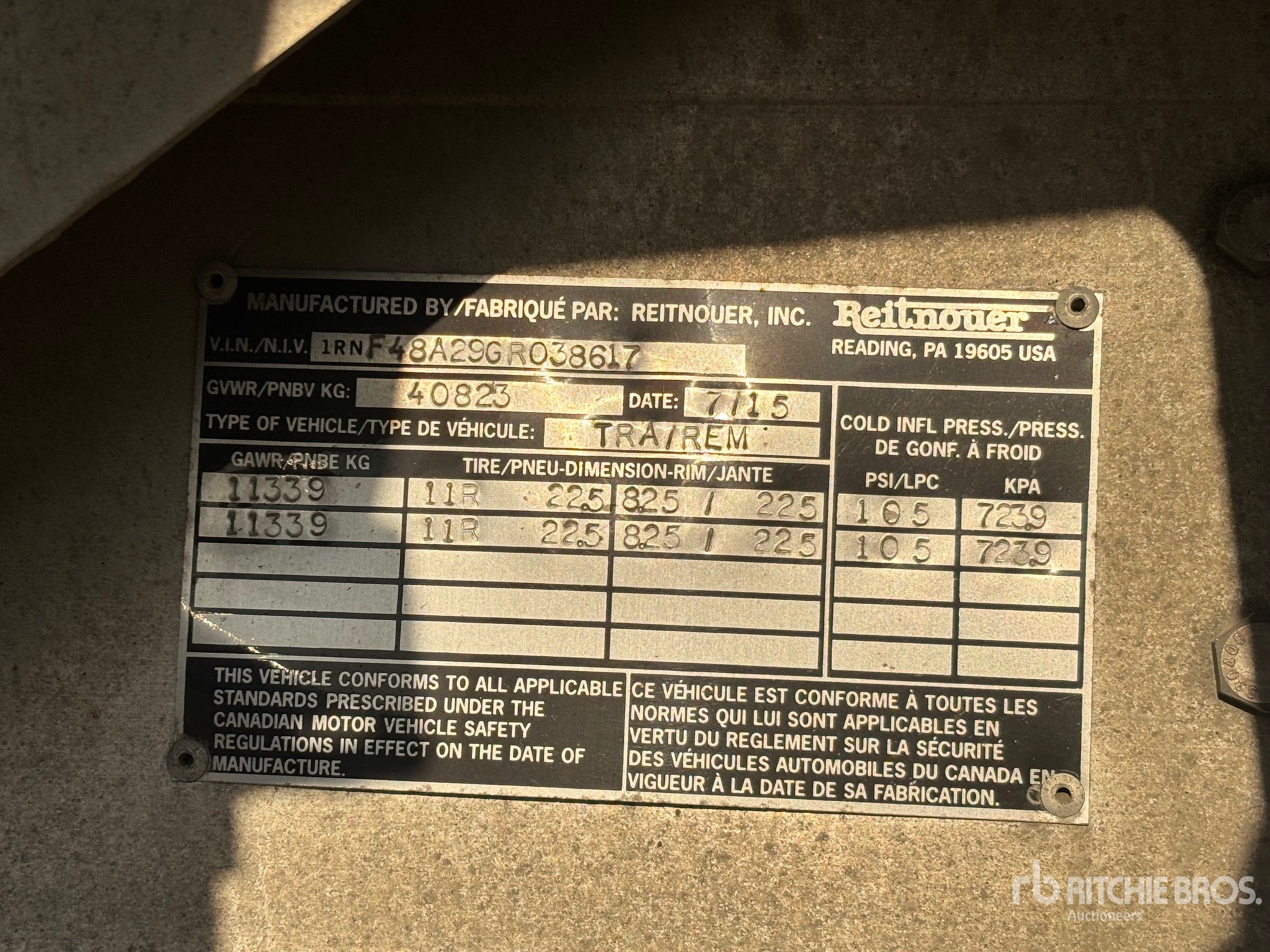 General Appearance with Serial Number / VIN