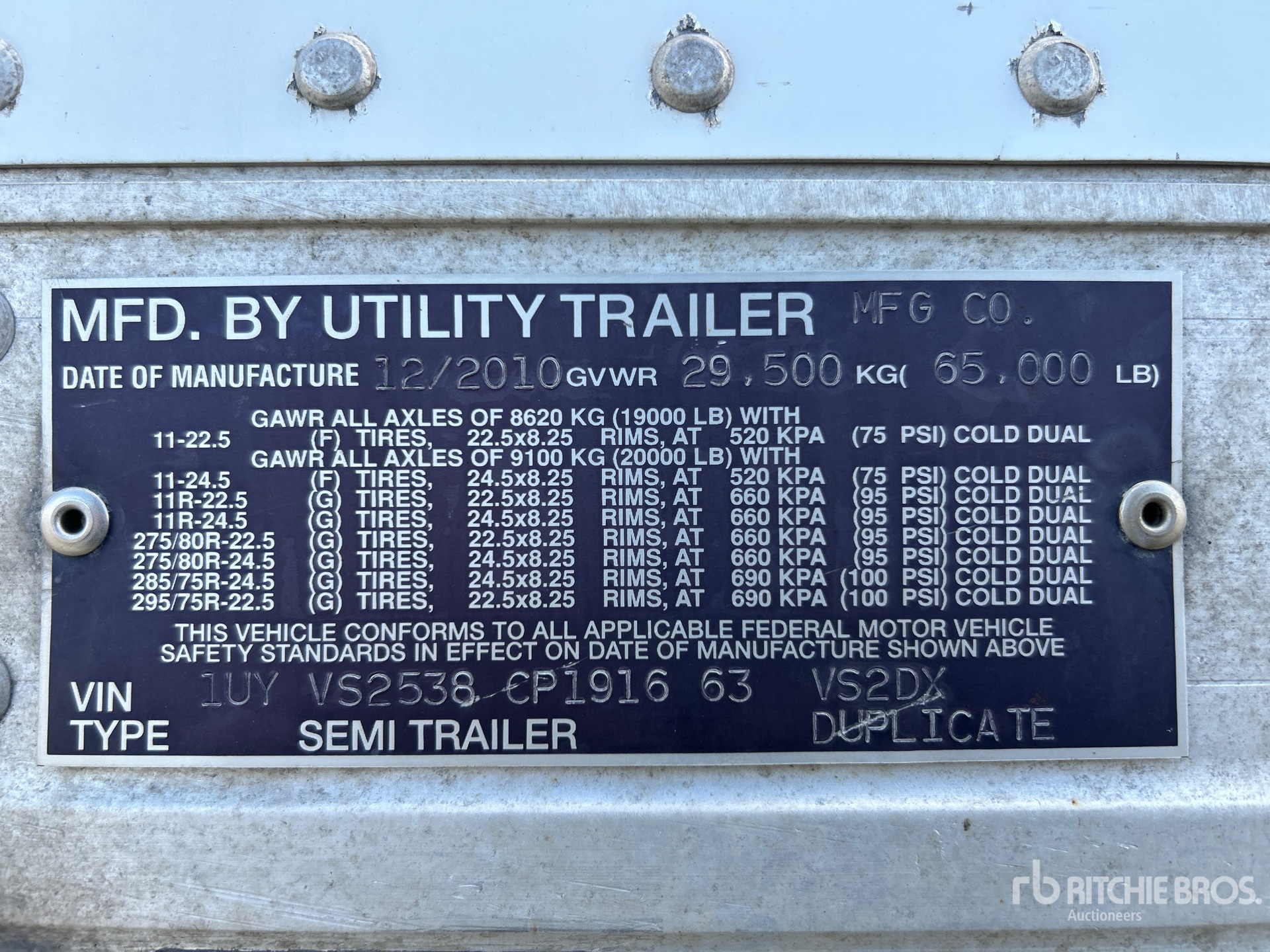 General Appearance with Serial Number / VIN