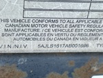 General Appearance with Serial Number / VIN
