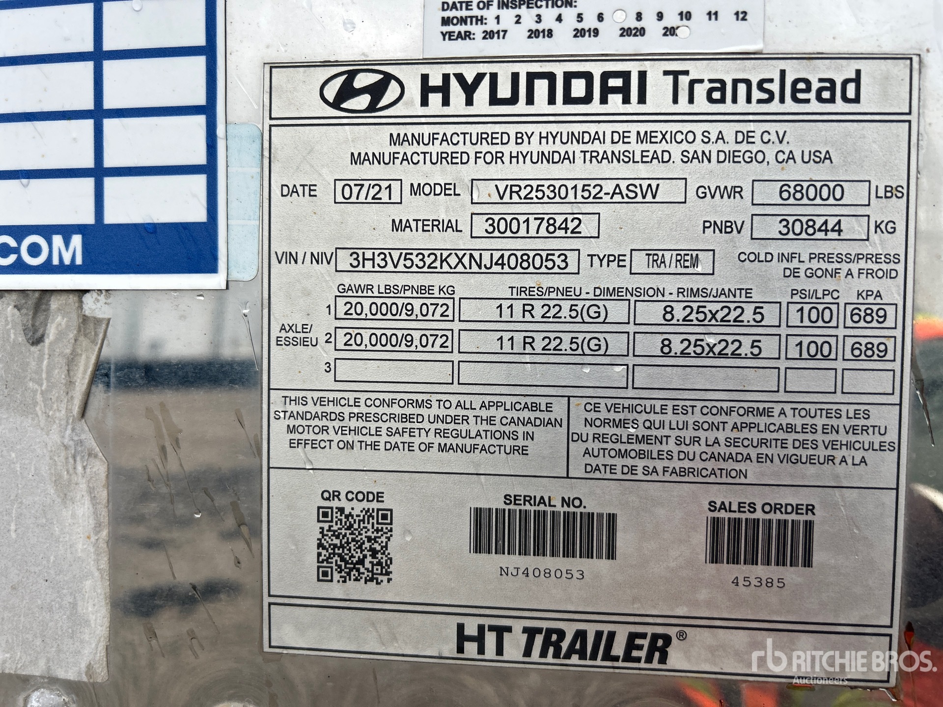 General Appearance with Serial Number / VIN