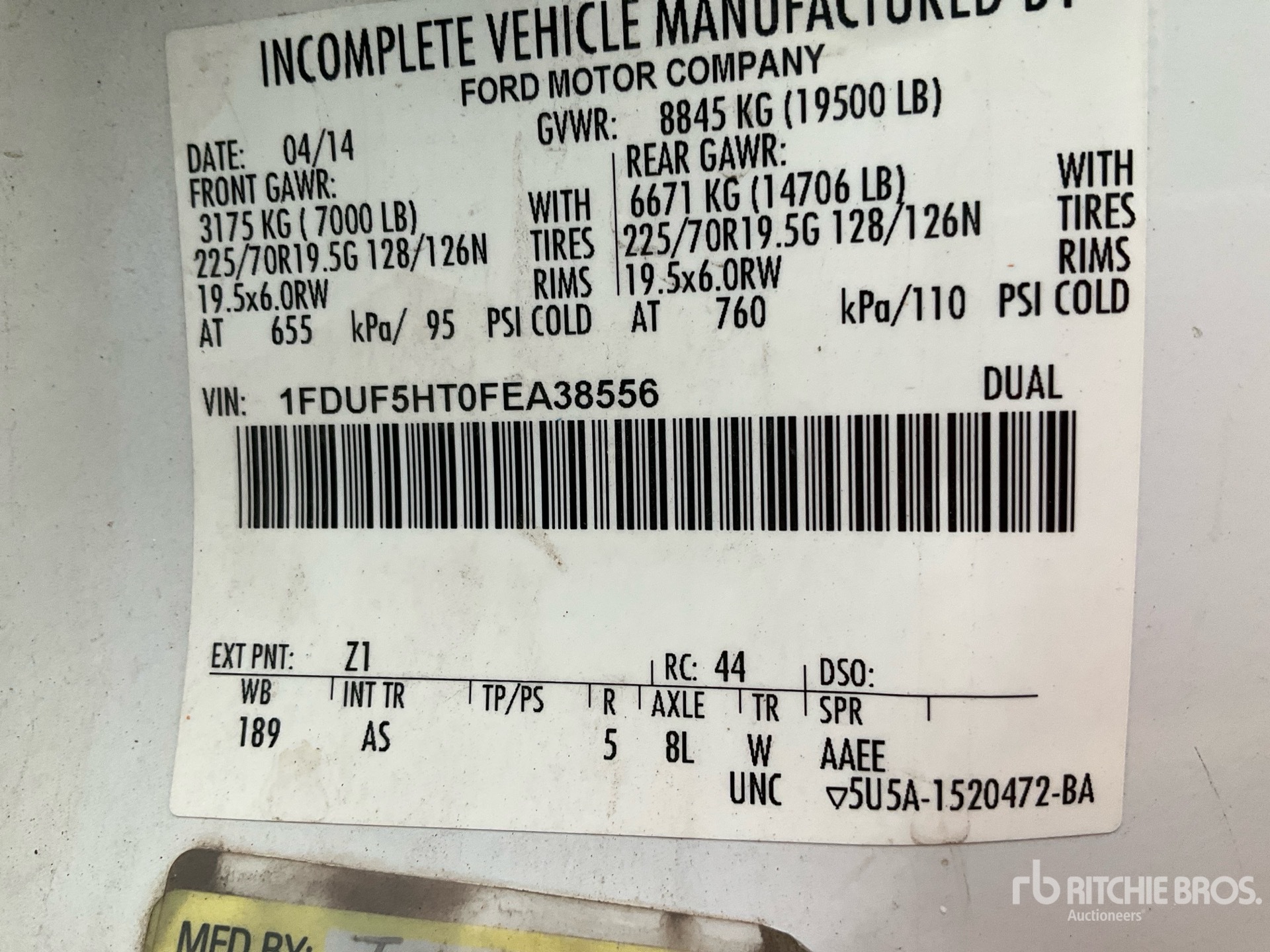 General Appearance with Serial Number / VIN