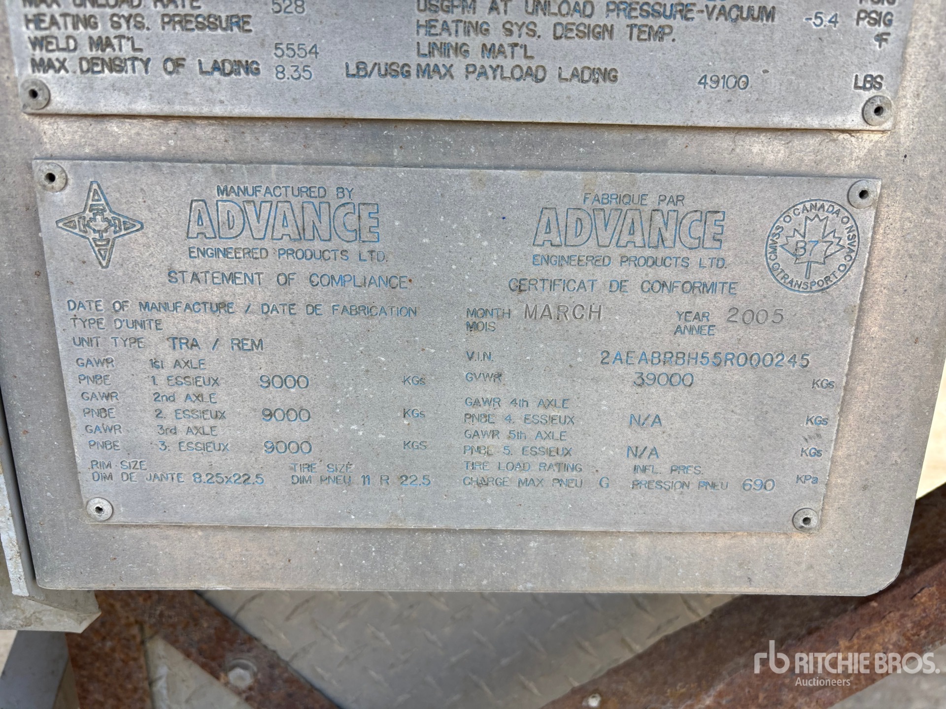 General Appearance with Serial Number / VIN