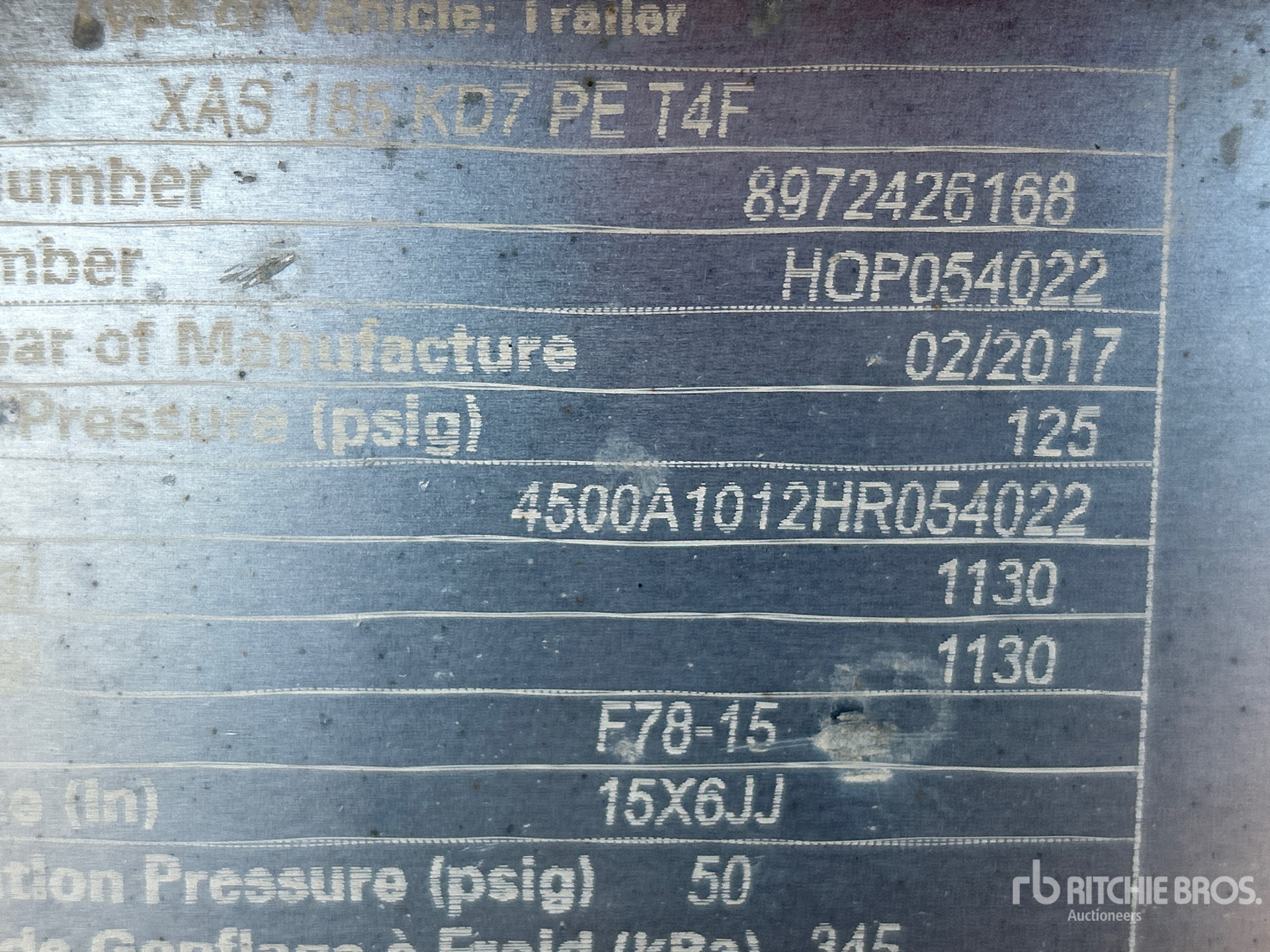 General Appearance with Serial Number / VIN