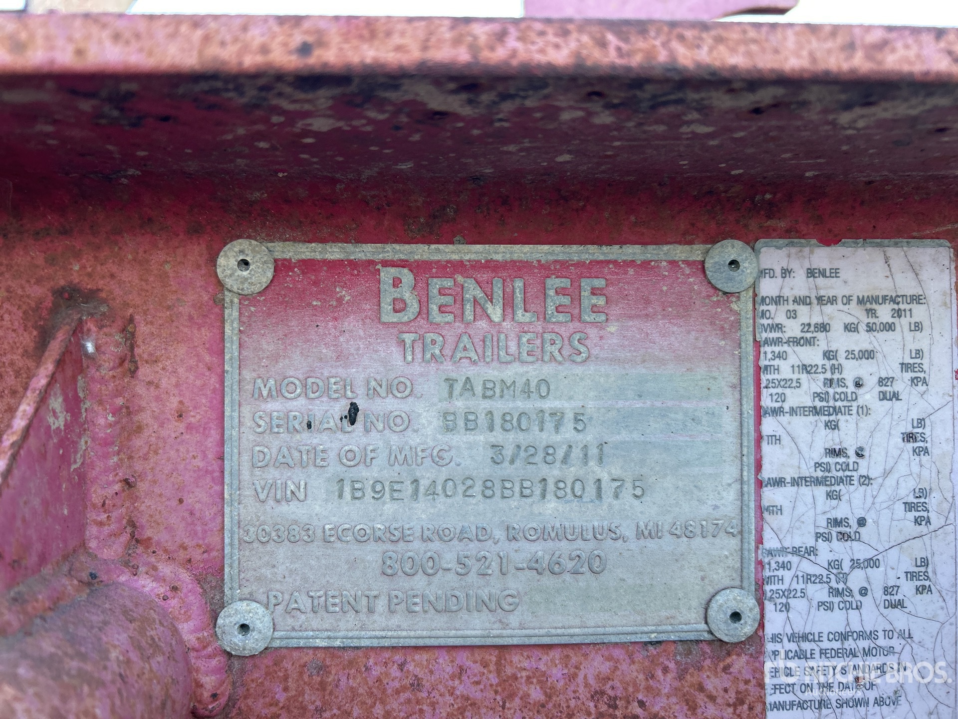 General Appearance with Serial Number / VIN
