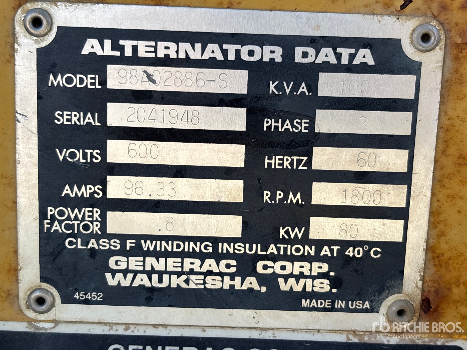 General Appearance with Serial Number / VIN