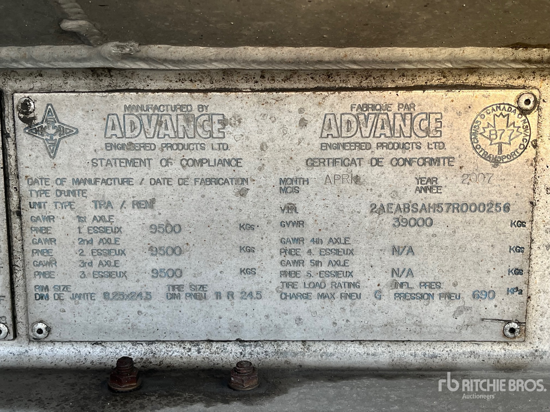 General Appearance with Serial Number / VIN