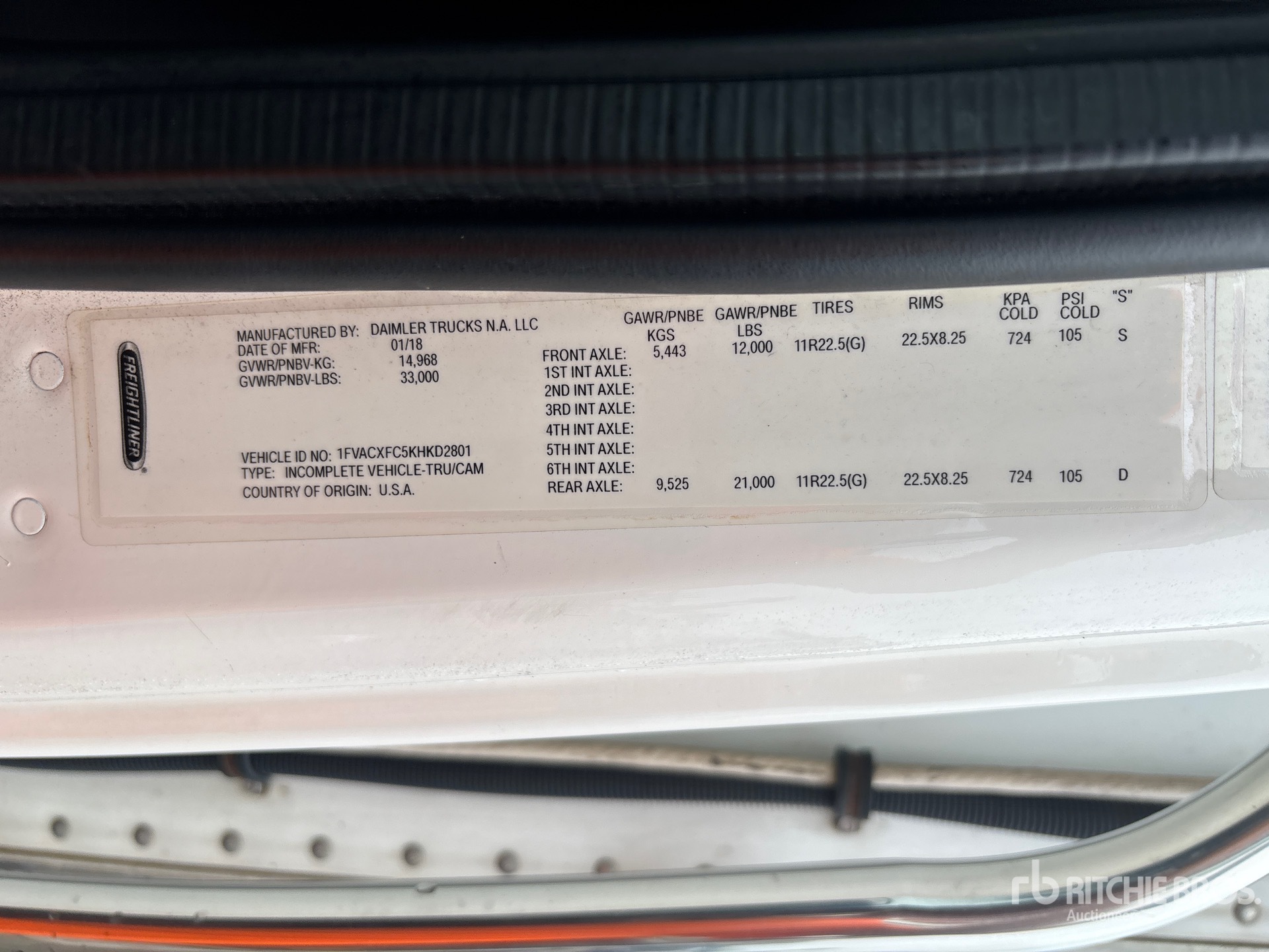 General Appearance with Serial Number / VIN