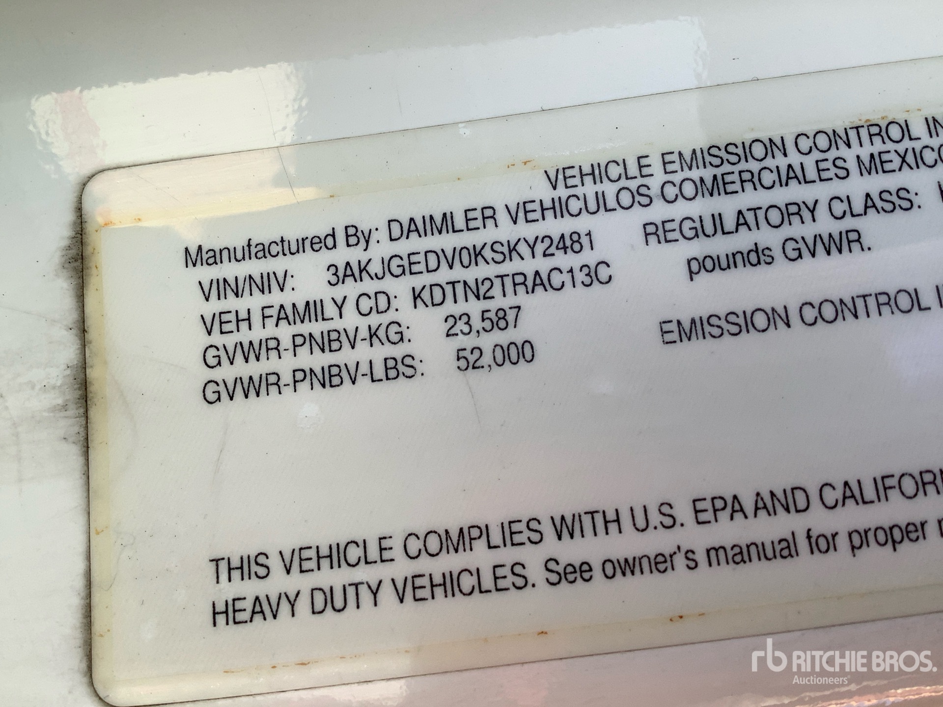 General Appearance with Serial Number / VIN