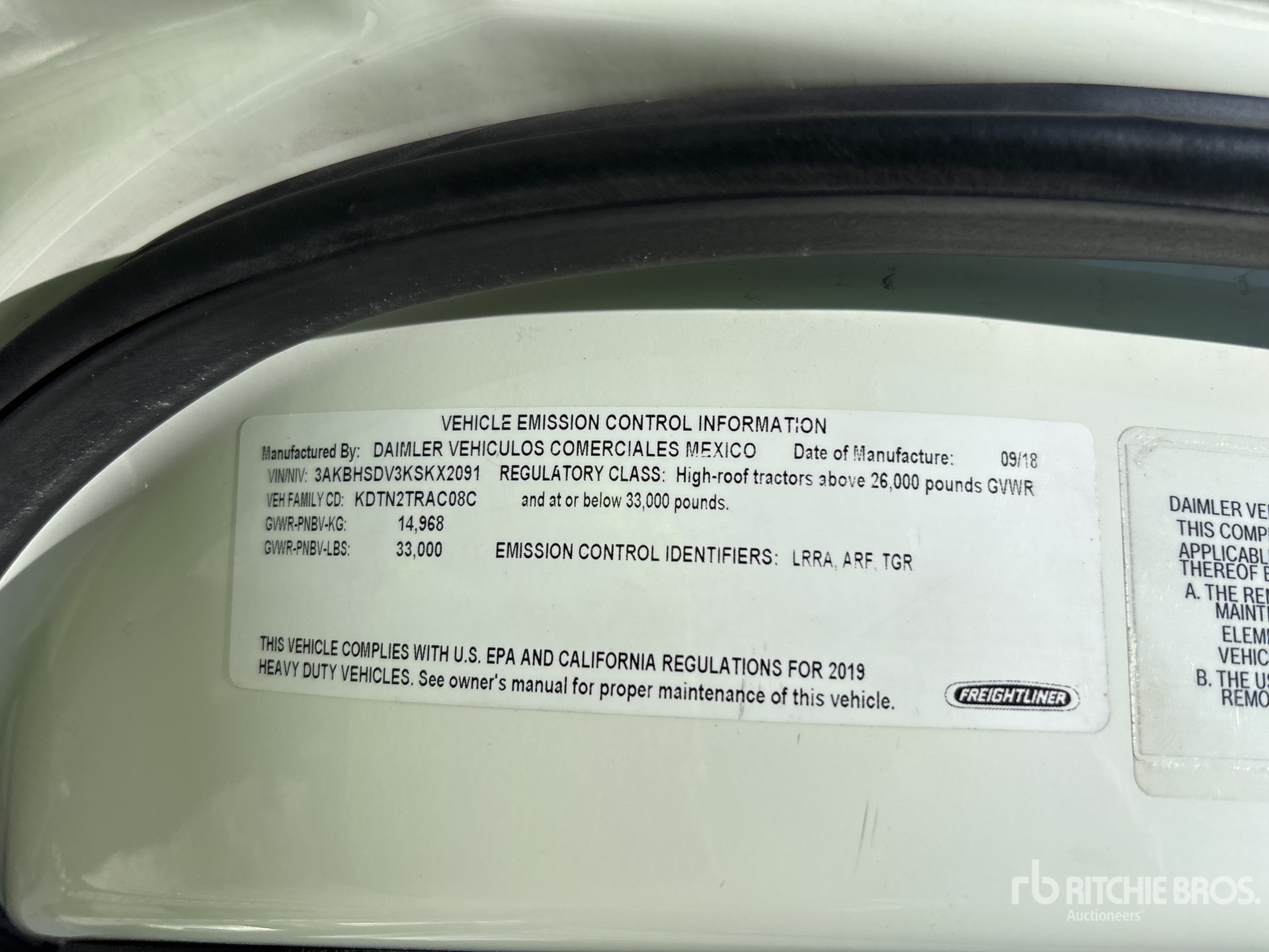 General Appearance with Serial Number / VIN