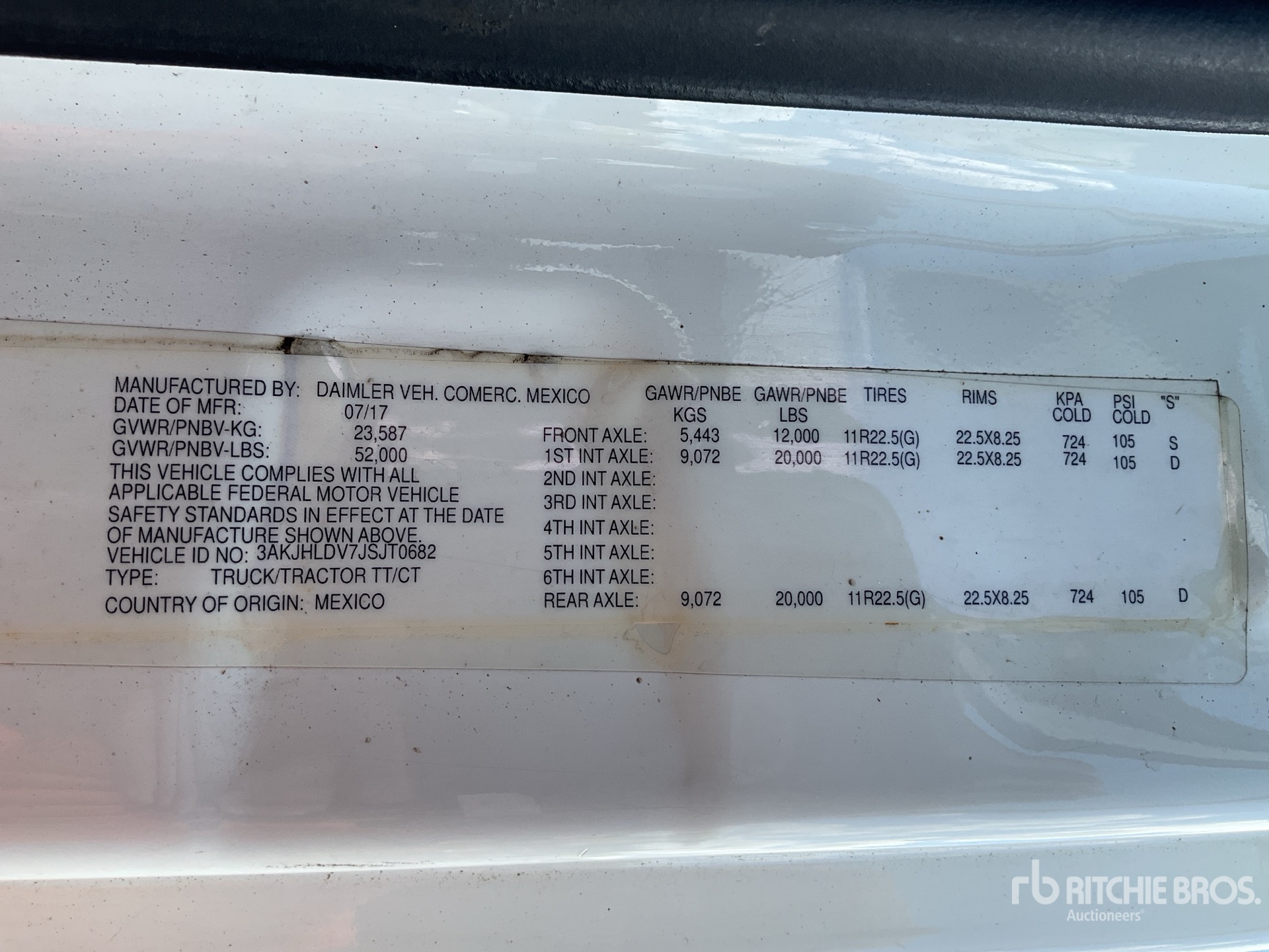 General Appearance with Serial Number / VIN