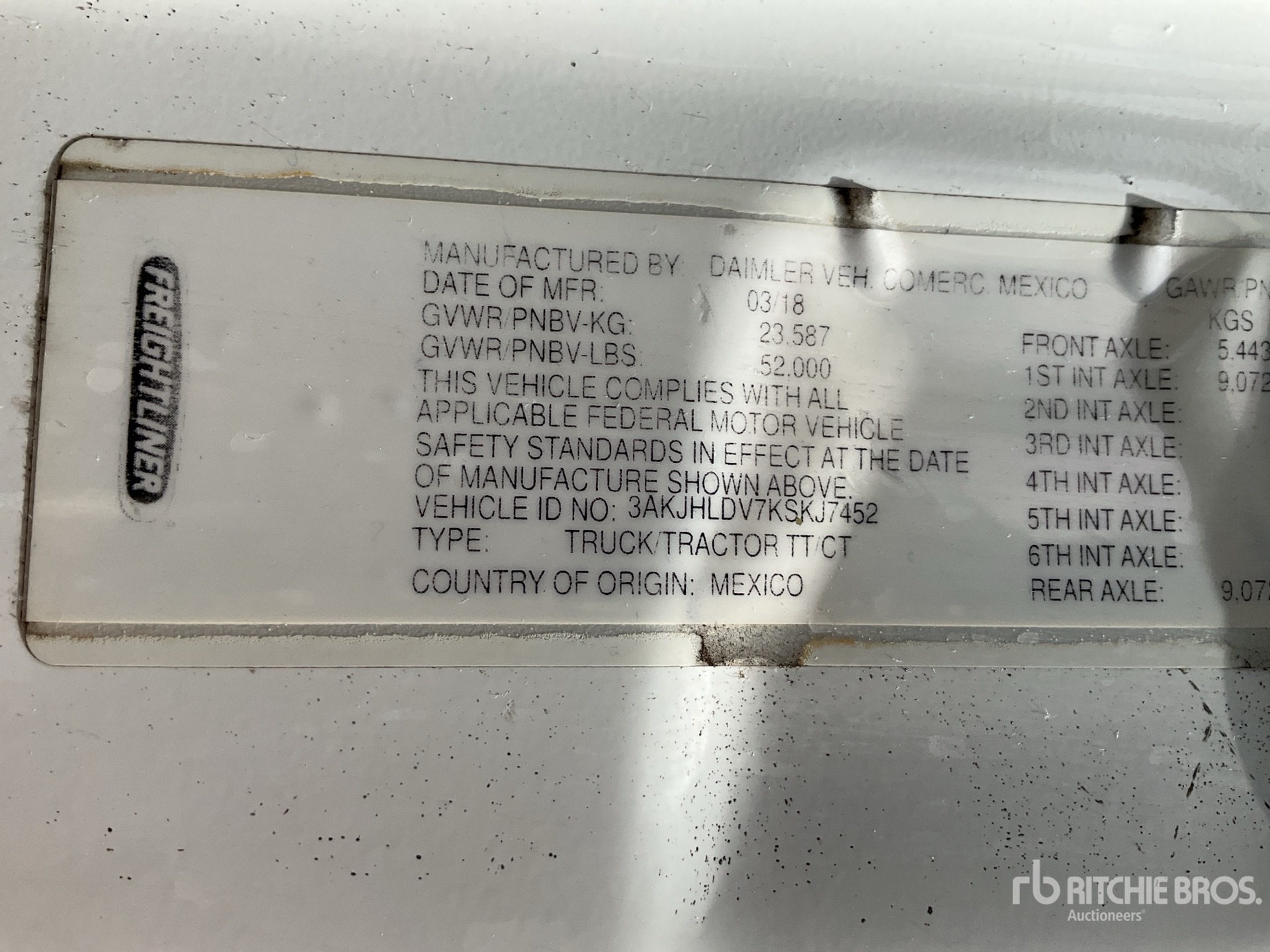 General Appearance with Serial Number / VIN