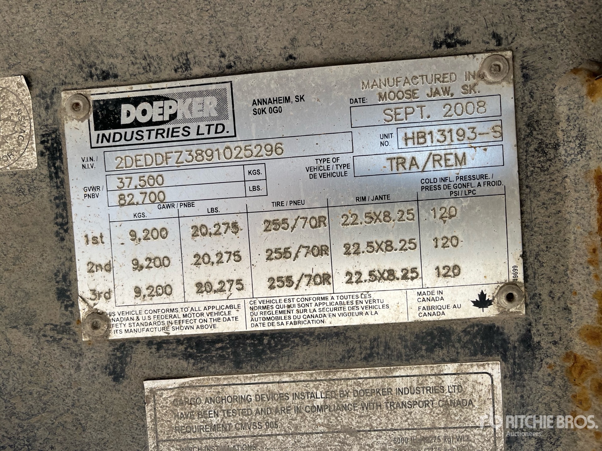 General Appearance with Serial Number / VIN
