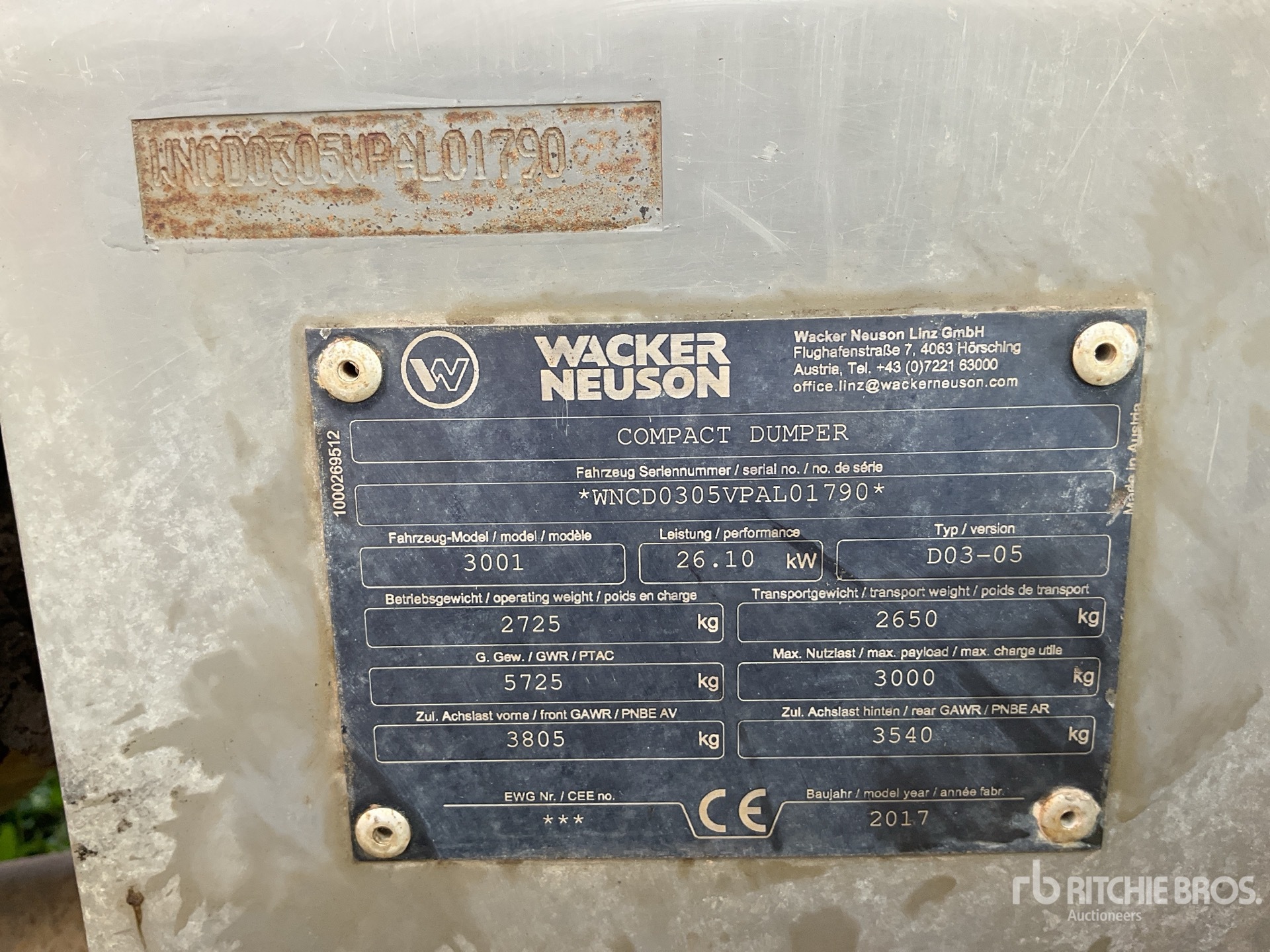 General Appearance with Serial Number / VIN