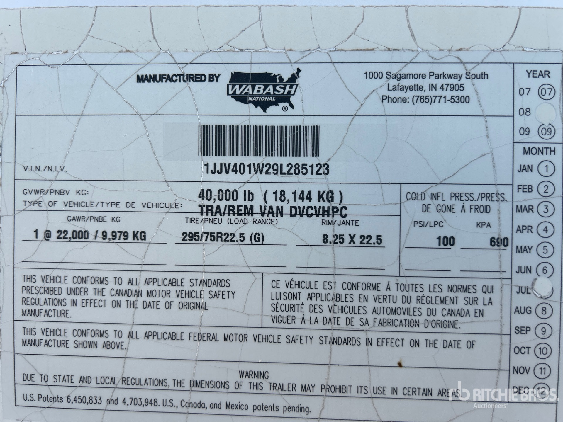 General Appearance with Serial Number / VIN