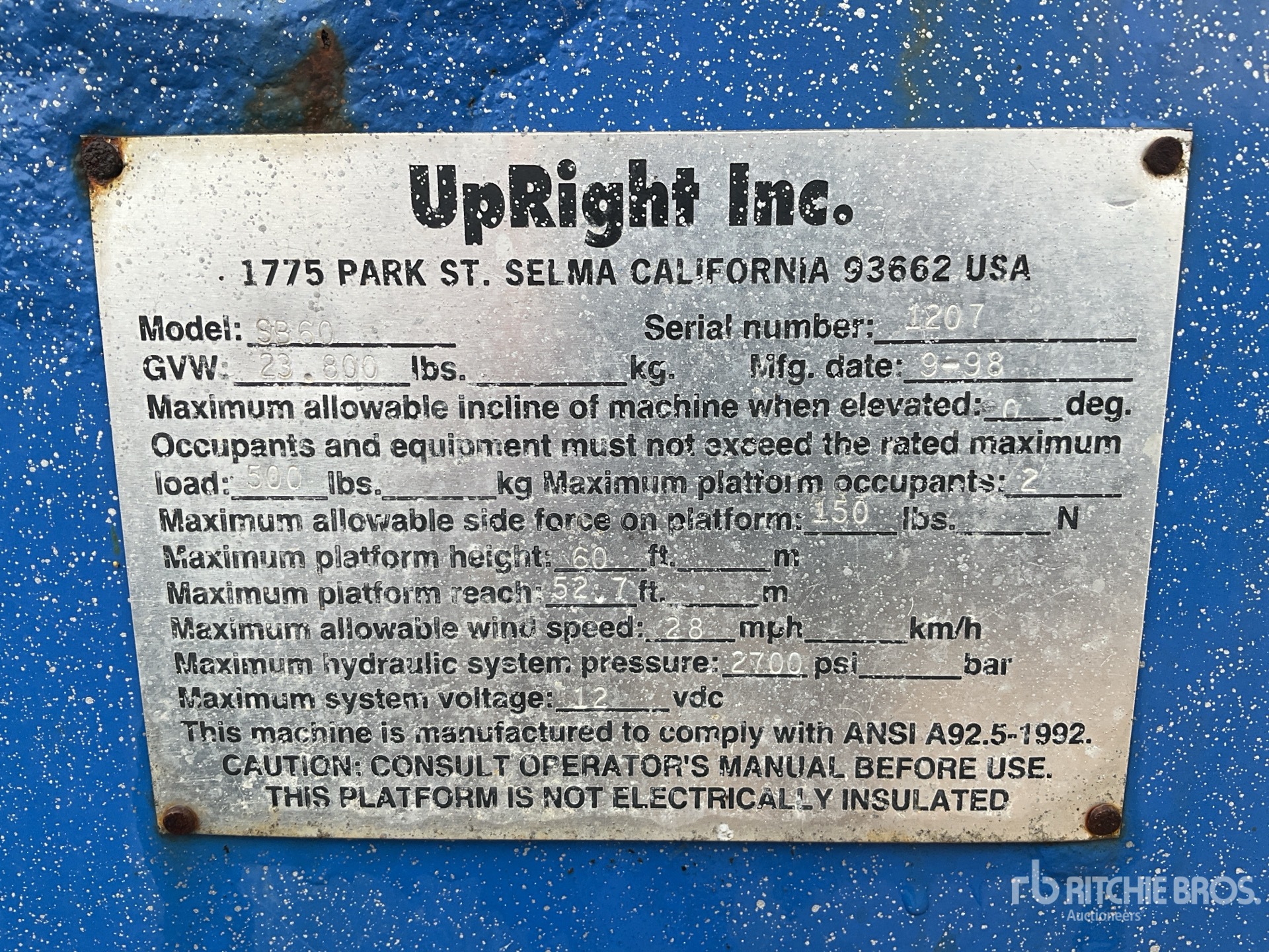 General Appearance with Serial Number / VIN