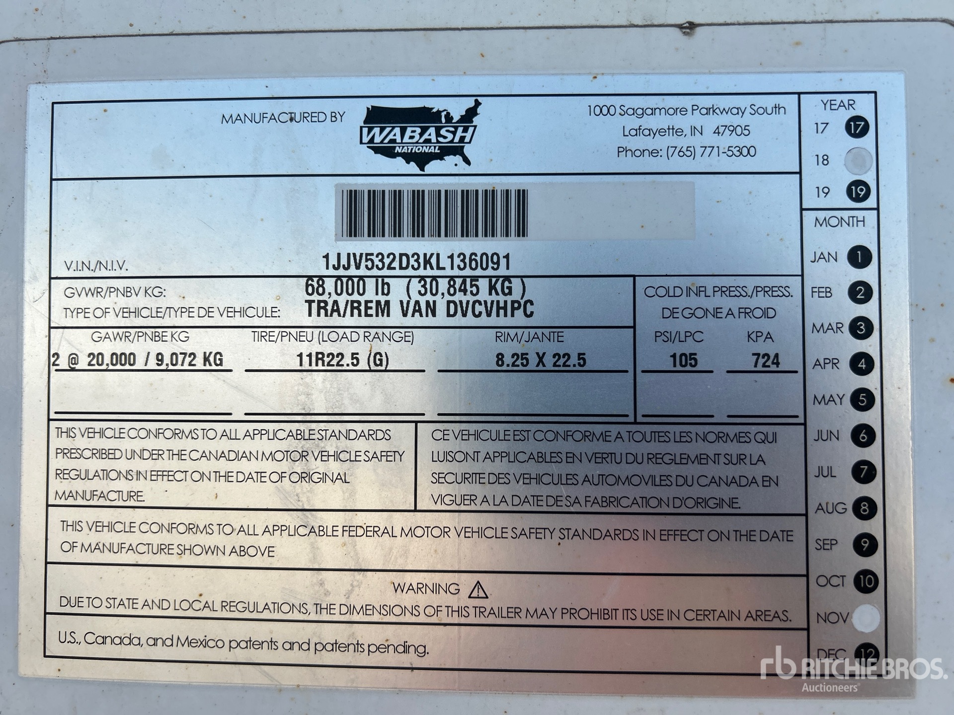 General Appearance with Serial Number / VIN