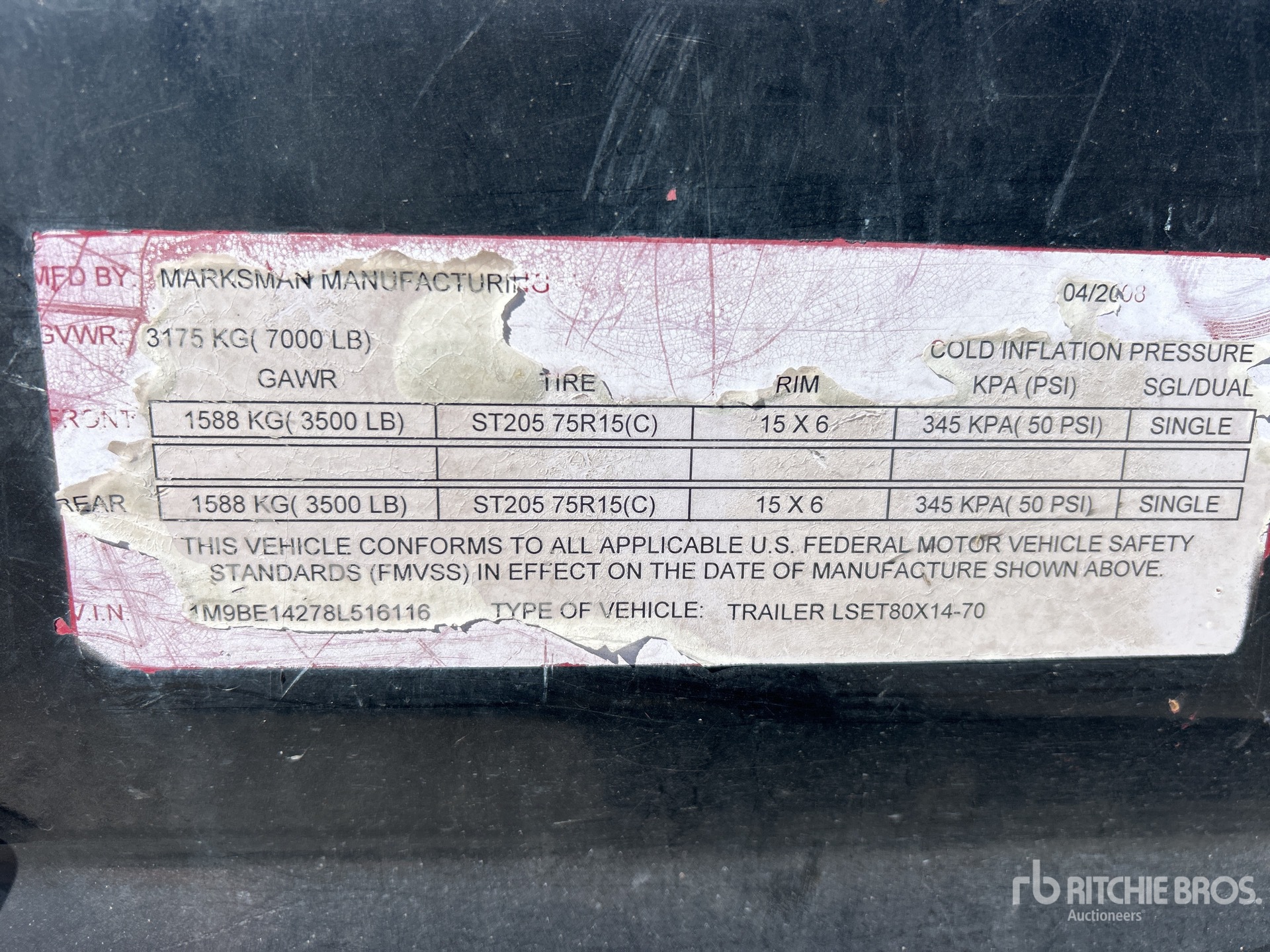 General Appearance with Serial Number / VIN