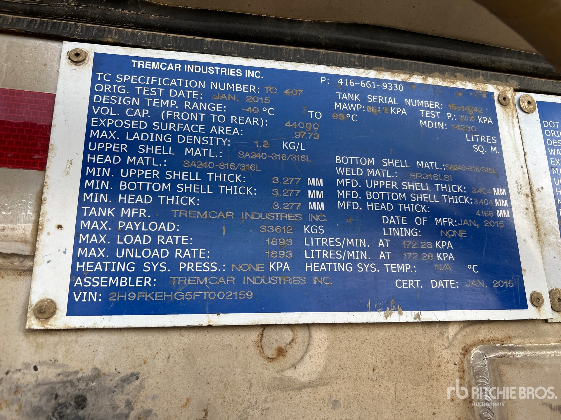 General Appearance with Serial Number / VIN