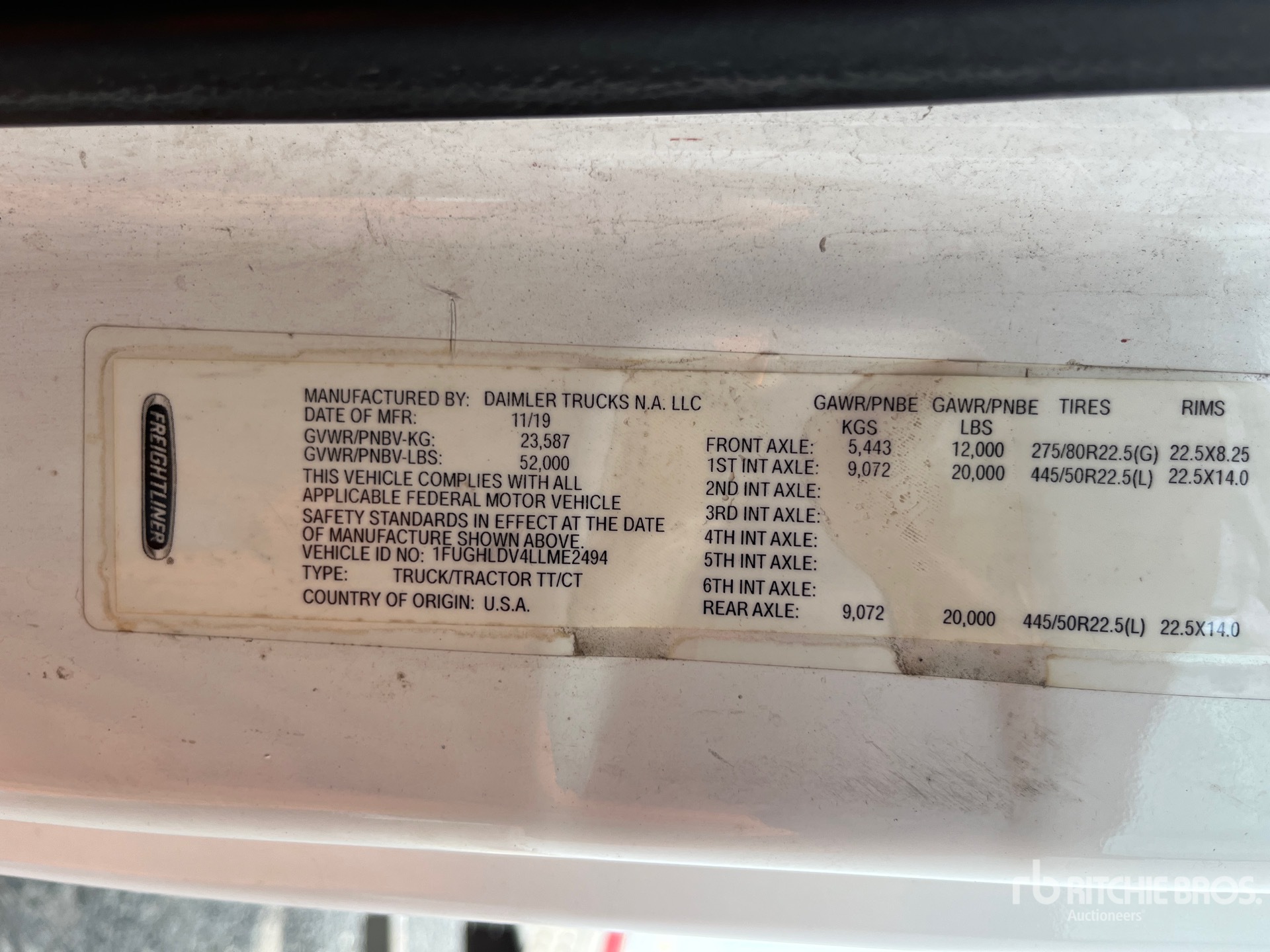 General Appearance with Serial Number / VIN