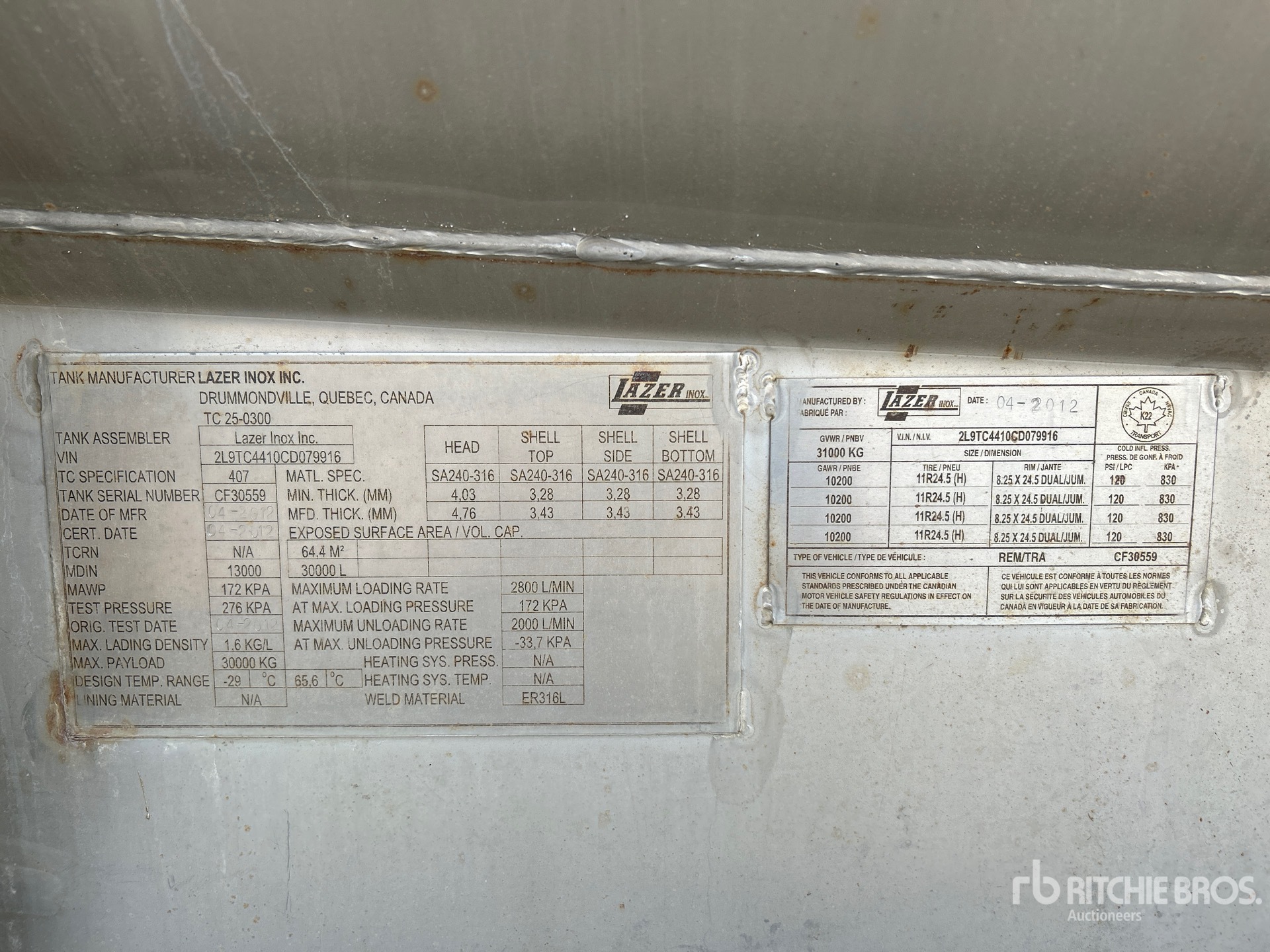 General Appearance with Serial Number / VIN