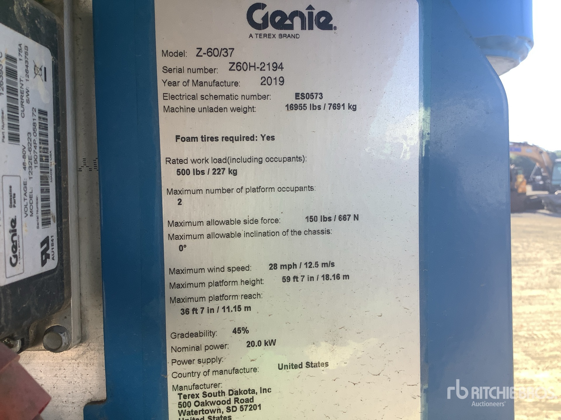 General Appearance with Serial Number / VIN
